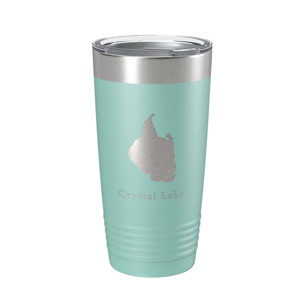 Crystal Lake Map Tumbler Travel Mug Insulated Laser Engraved Coffee Cup Connecticut 20 oz