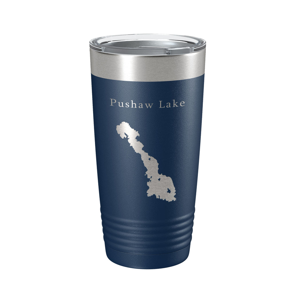 Pushaw Lake Map Tumbler Travel Mug Insulated Laser Engraved Coffee Cup Maine 20 oz