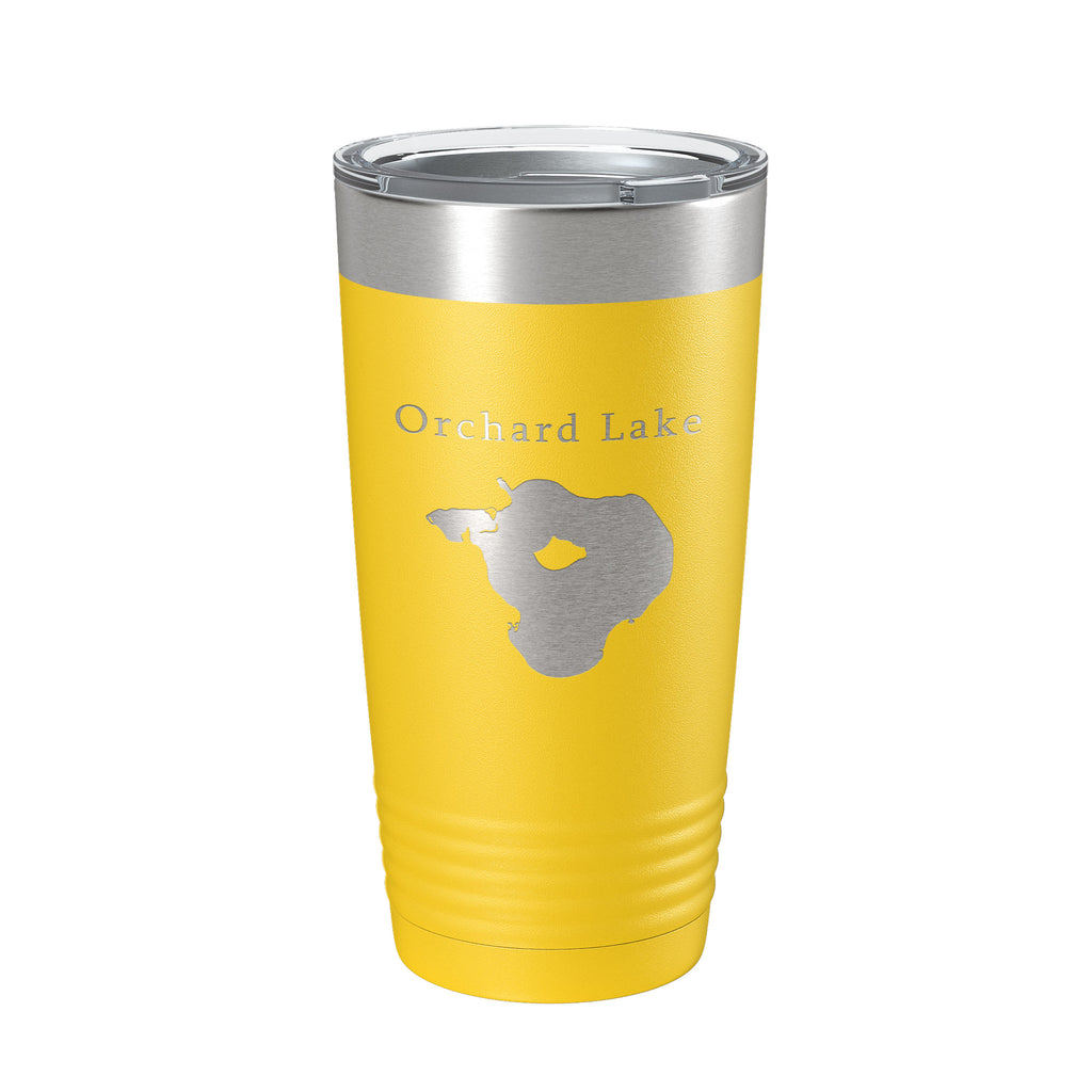 Orchard Lake Map Tumbler Travel Mug Insulated Laser Engraved Coffee Cup Michigan 20 oz