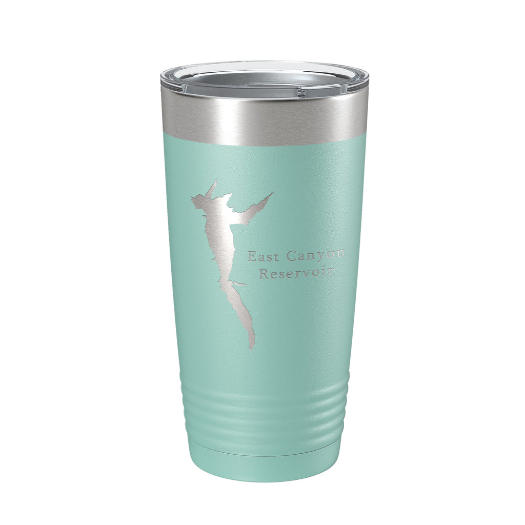 East Canyon Reservoir Tumbler Lake Map Travel Mug Insulated Laser Engraved Coffee Cup Utah 20 oz