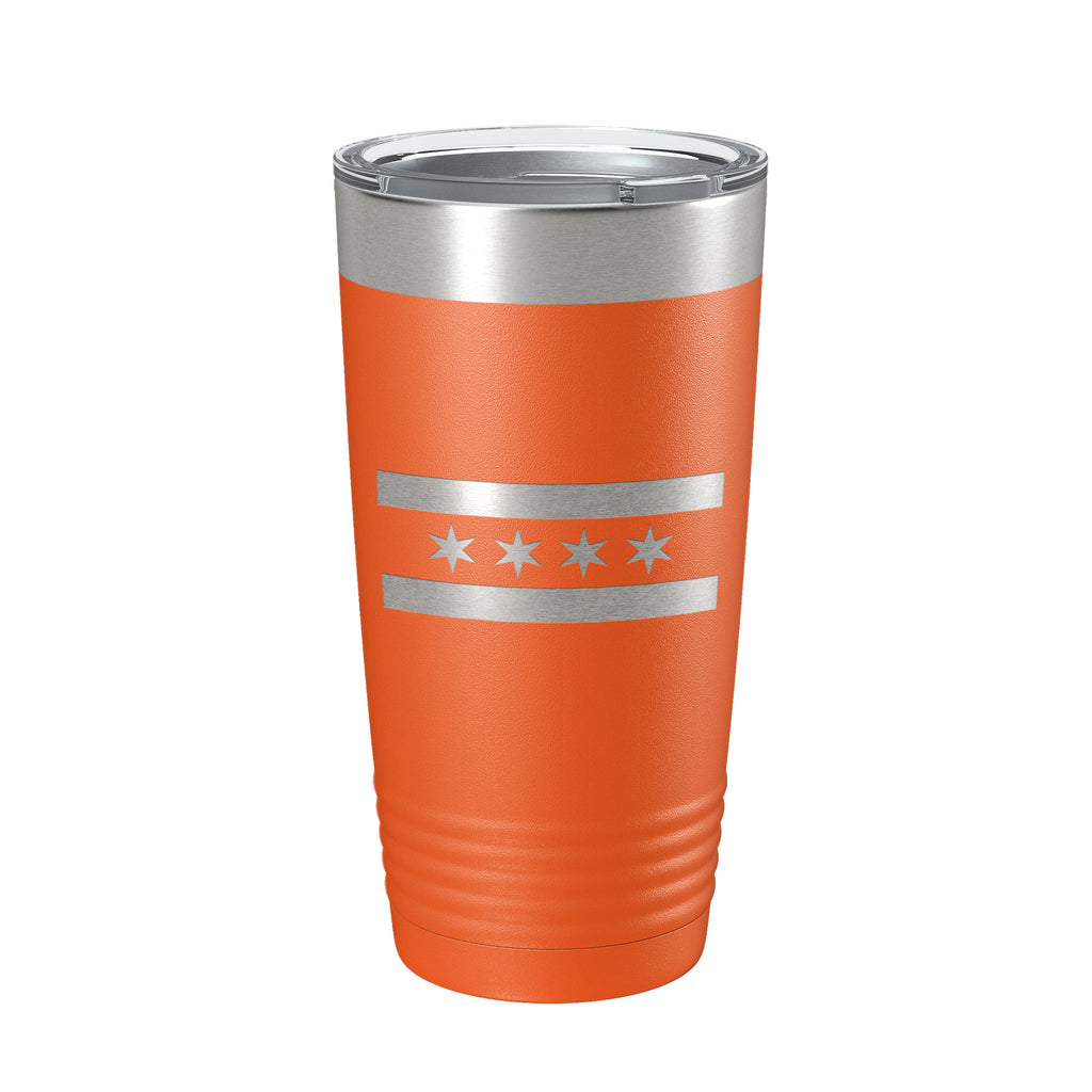 Chicago IL Flag Tumbler Chitown Travel Mug Gift Insulated Laser Engraved Coffee Cup 20 oz