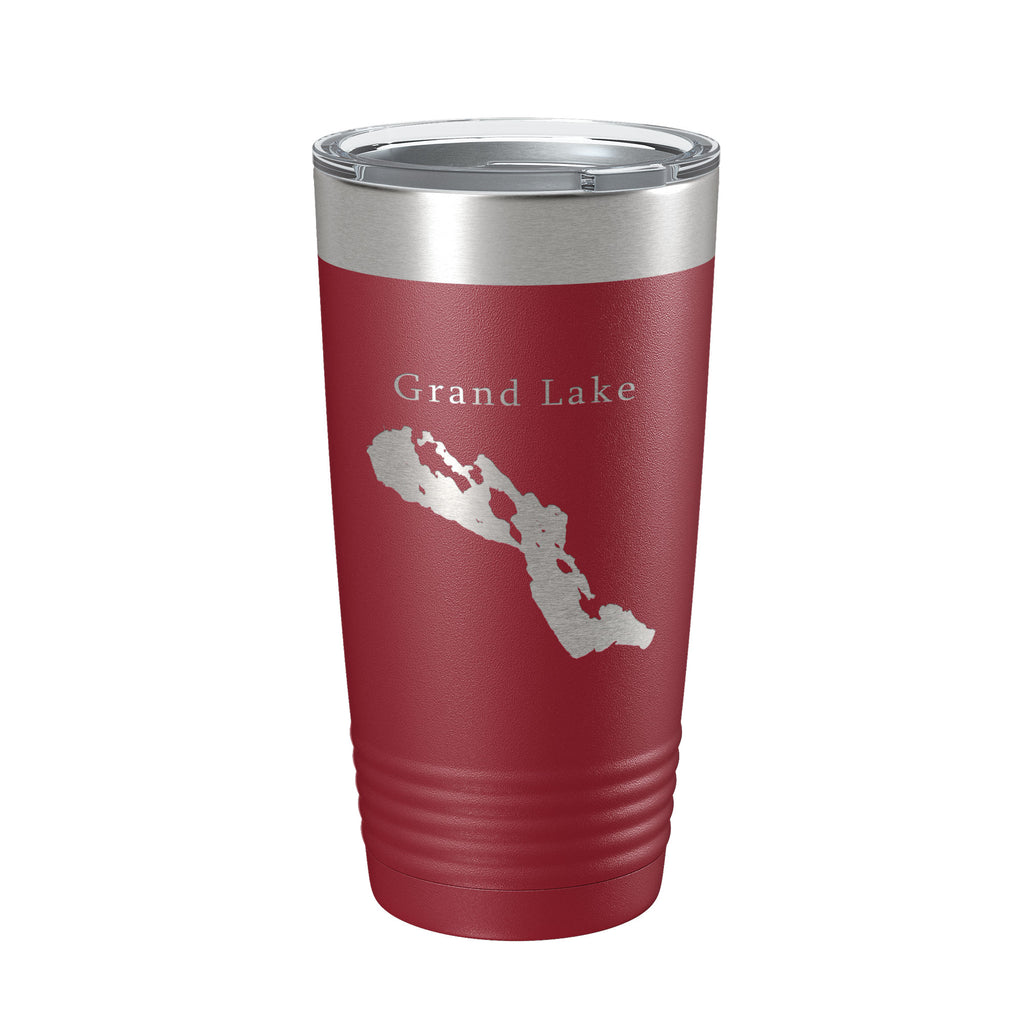 Grand Lake Map Tumbler Travel Mug Insulated Laser Engraved Coffee Cup Michigan 20 oz