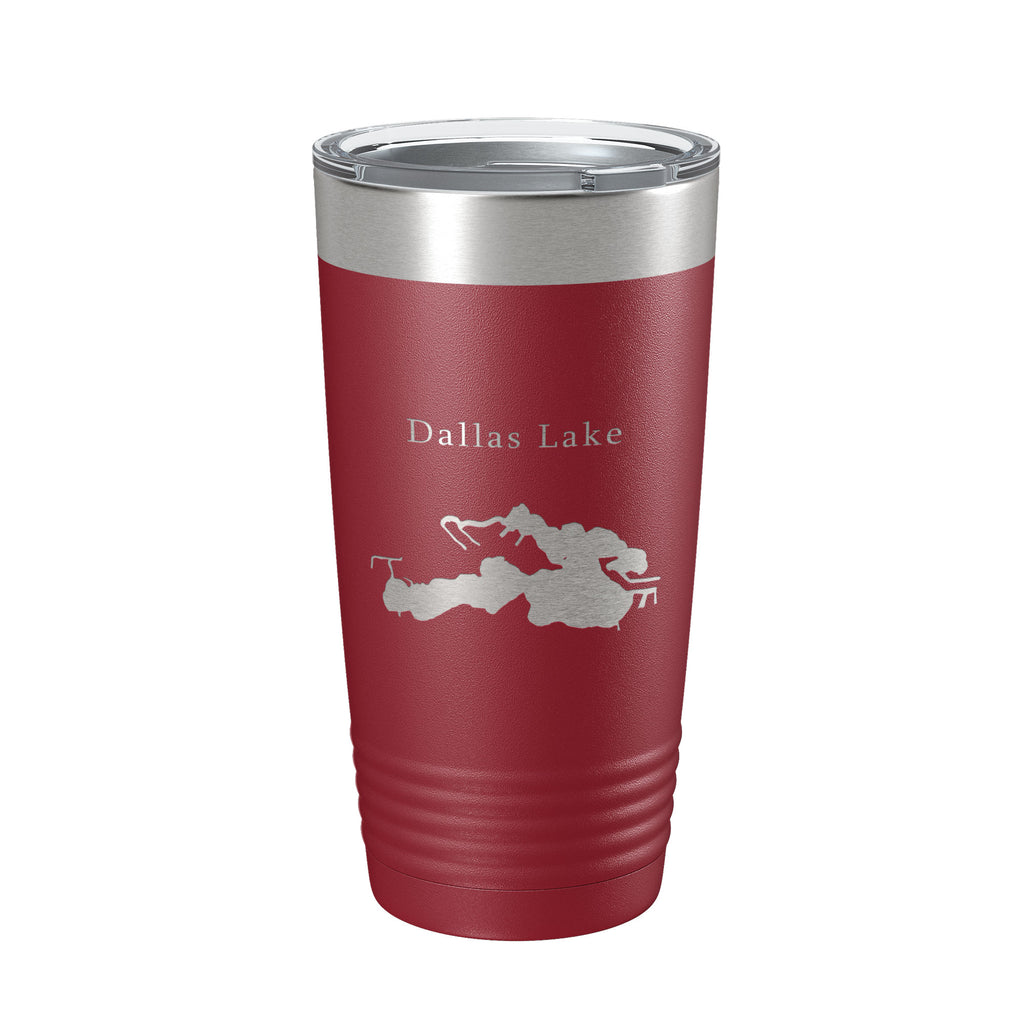 Dallas Lake Map Tumbler Travel Mug Insulated Laser Engraved Coffee Cup Indiana 20 oz