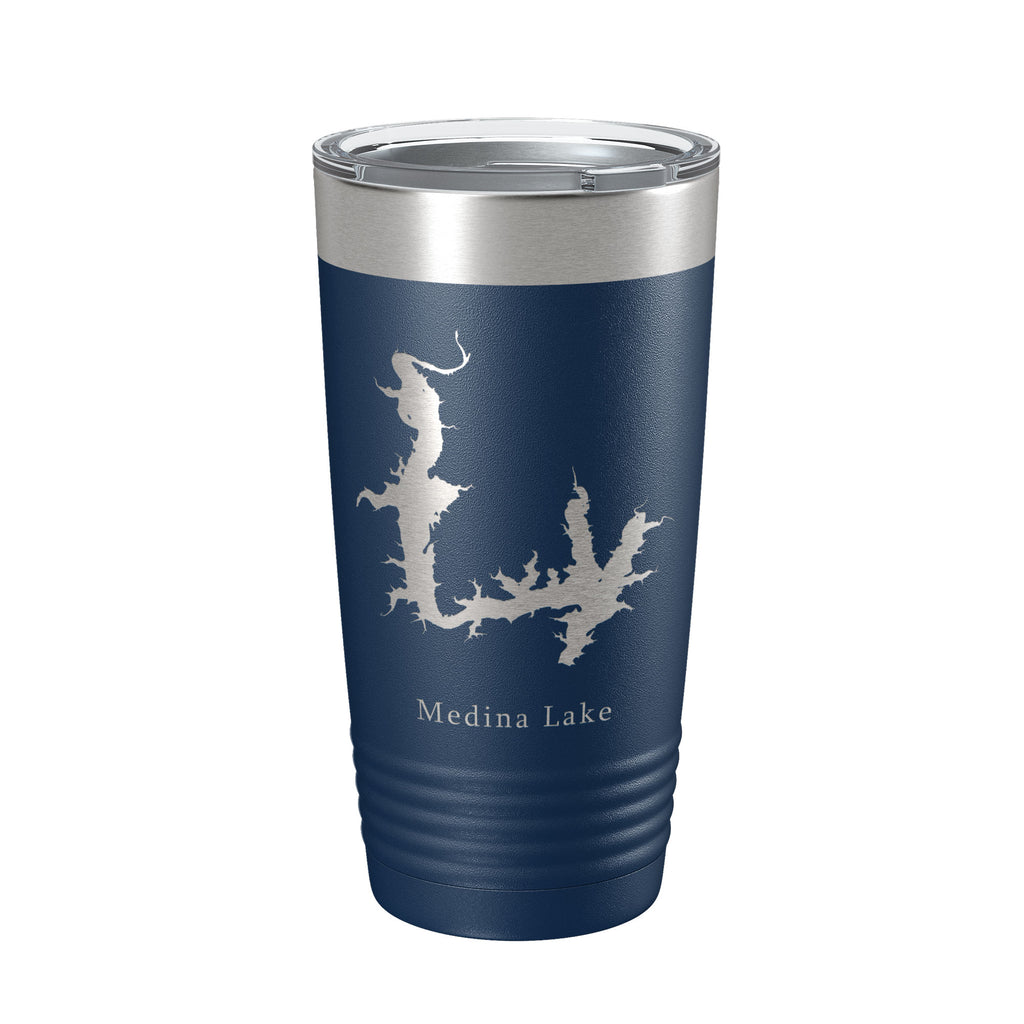 Medina Lake Map Tumbler Travel Mug Insulated Laser Engraved Coffee Cup Texas 20 oz