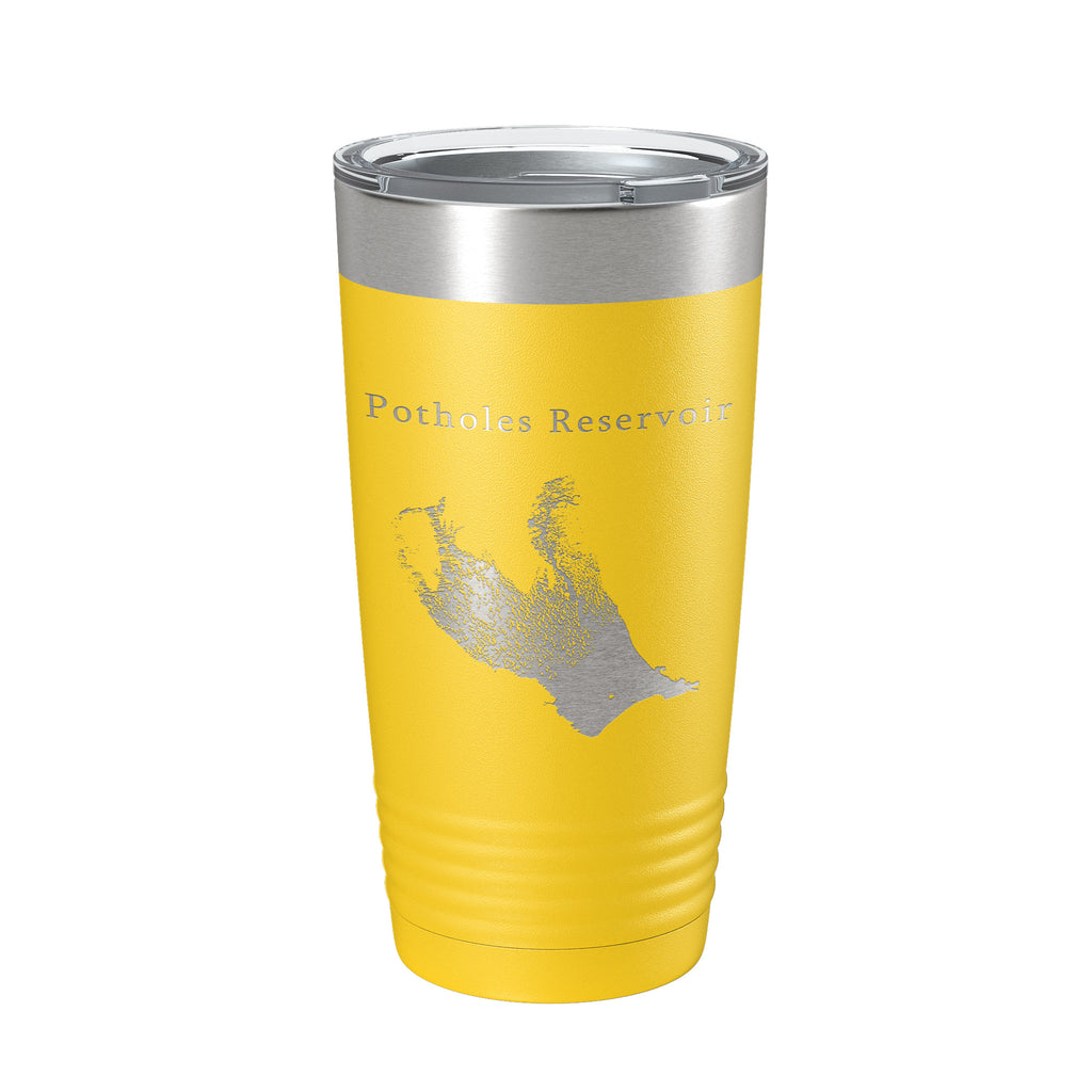 Potholes Reservoir Tumbler Lake Map Travel Mug Insulated Laser Engraved Coffee Cup Washington 20 oz