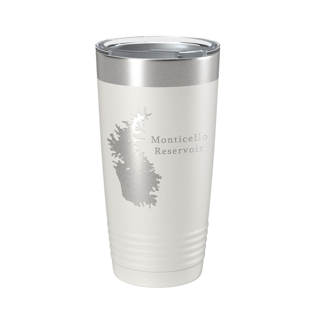 Monticello Reservoir Tumbler Lake Map Travel Mug Insulated Laser Engraved Coffee Cup South Carolina 20 oz