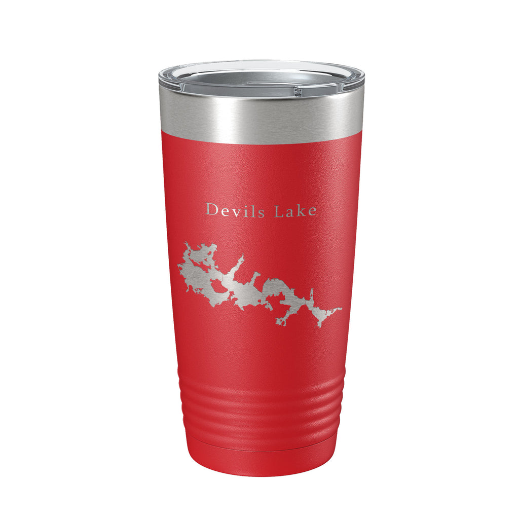 Devils Lake Map Tumbler Travel Mug Insulated Laser Engraved Coffee Cup North Dakota 20 oz