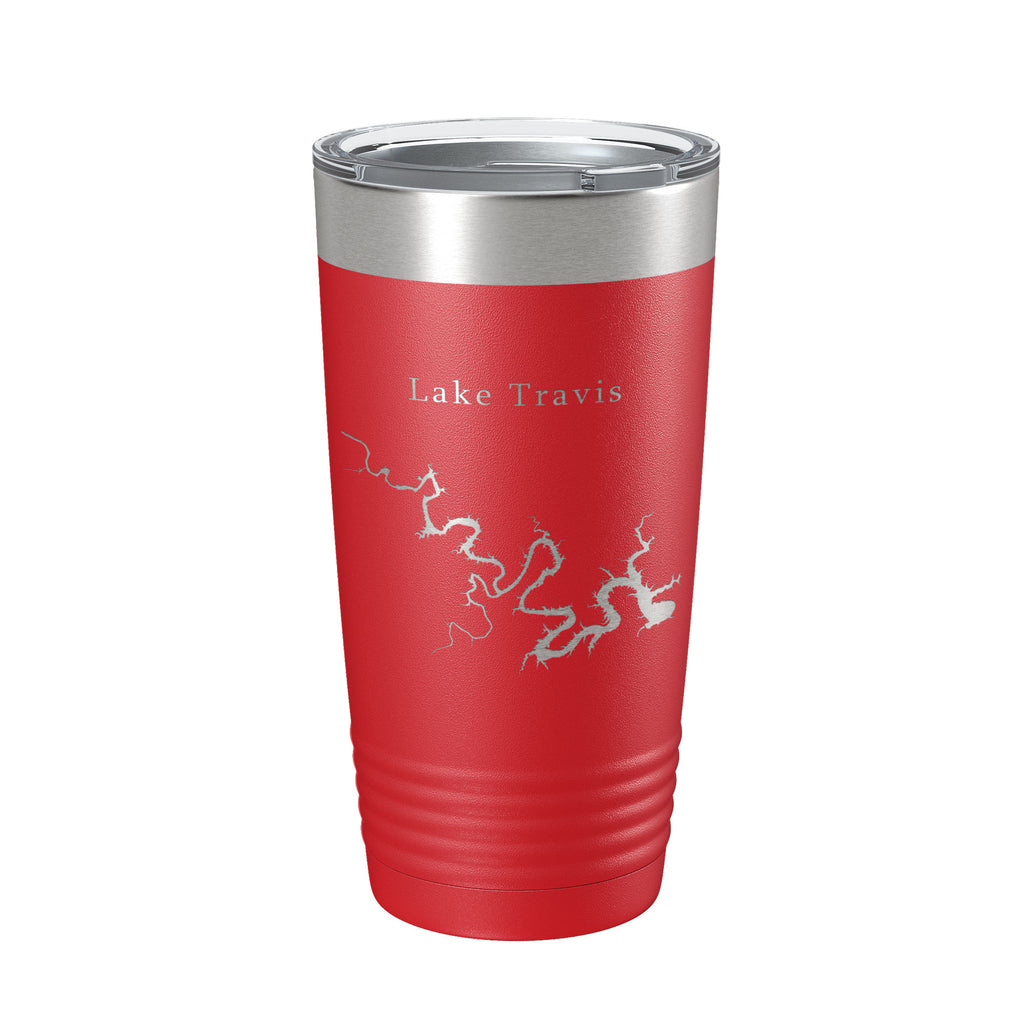 Lake Travis Map Tumbler Travel Mug Insulated Laser Engraved Coffee Cup Texas 20 oz