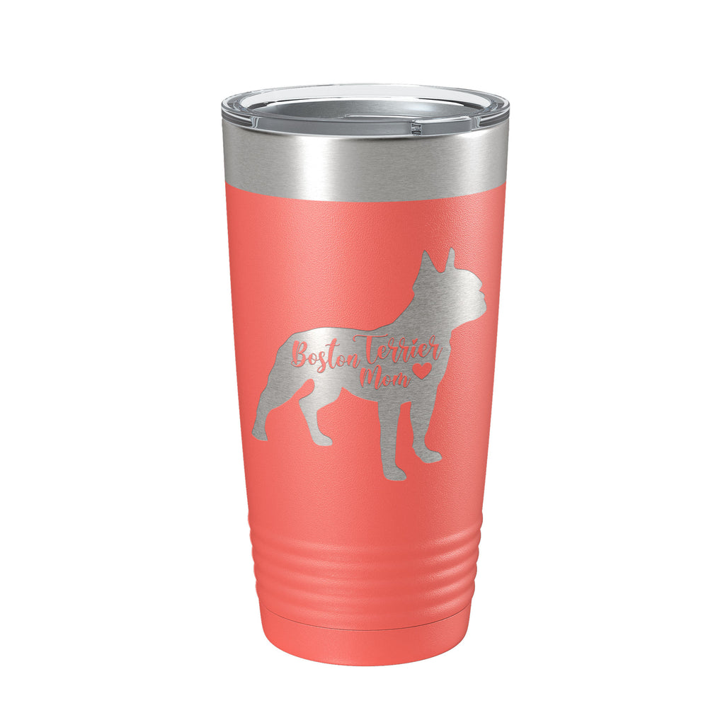 Boston Terrier Mom Tumbler Dog Travel Mug Gift Insulated Laser Engraved Coffee Cup 20 oz