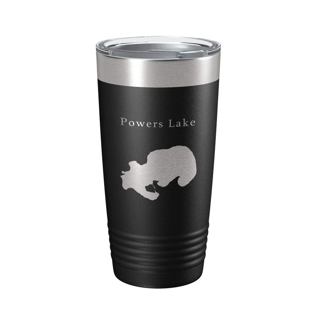 Powers Lake Map Tumbler Travel Mug Insulated Laser Engraved Coffee Cup Wisconsin 20 oz