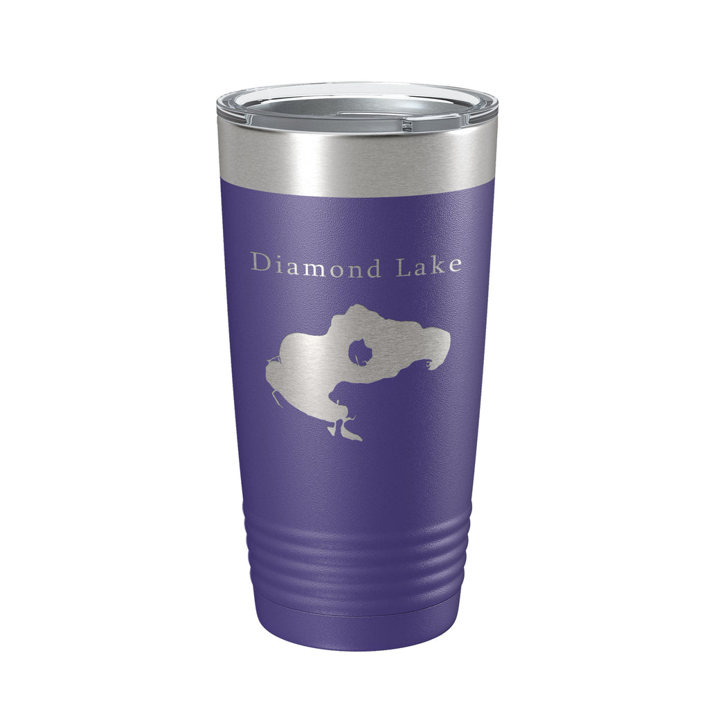 Diamond Lake Map Tumbler Travel Mug Insulated Laser Engraved Coffee Cup Michigan 20 oz