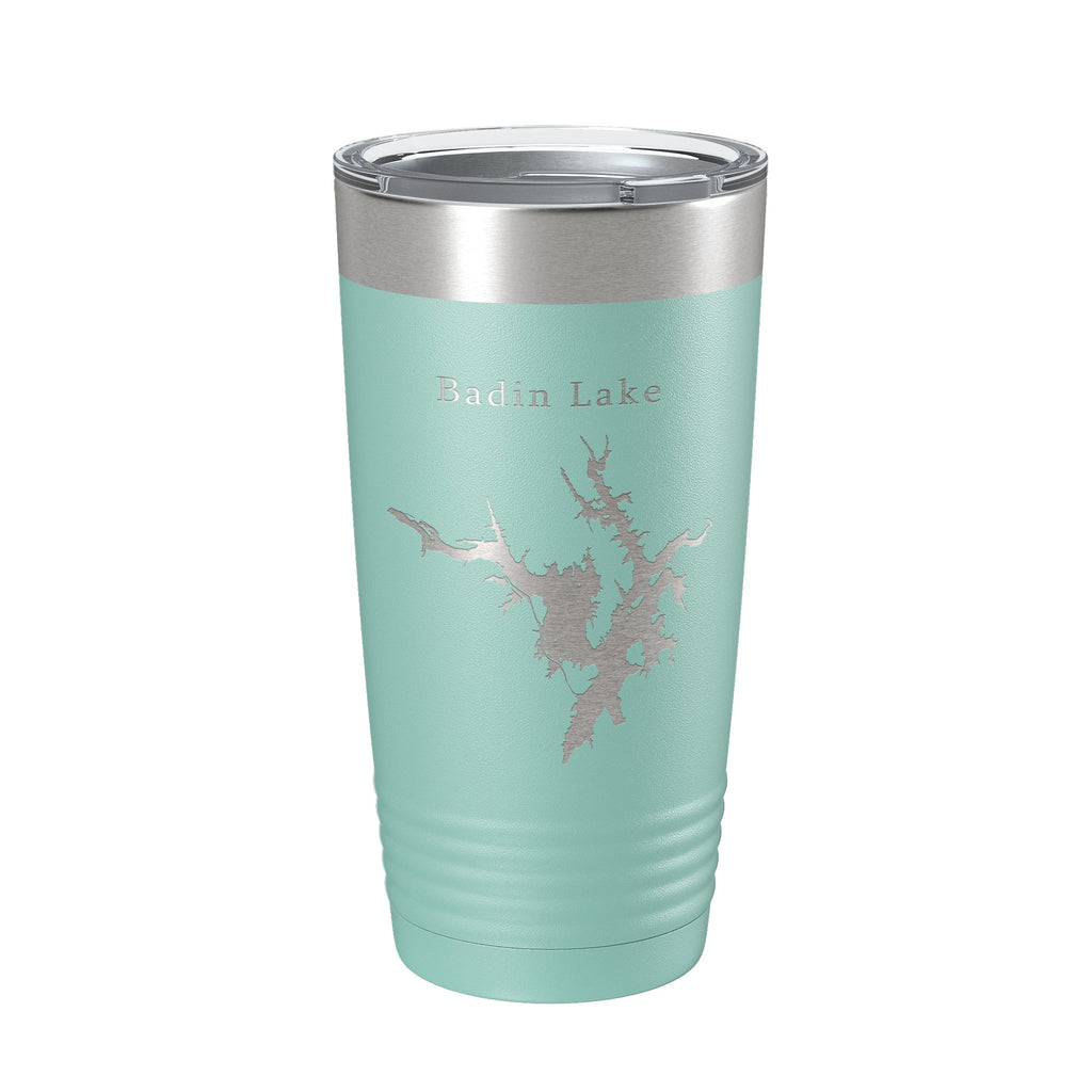 Badin Lake Map Tumbler Travel Mug Insulated Laser Engraved Coffee Cup North Carolina 20 oz