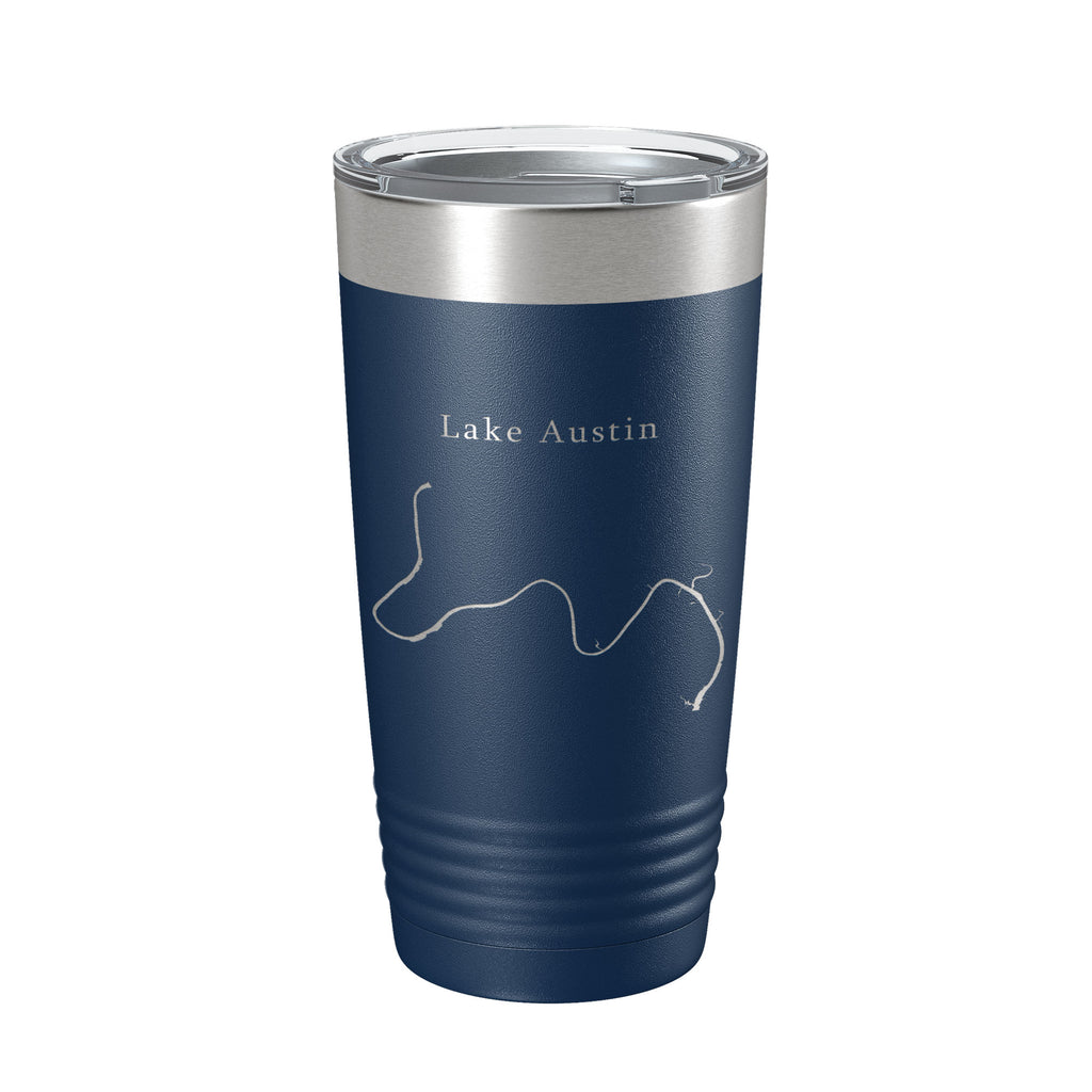 Lake Austin Map Tumbler Travel Mug Insulated Laser Engraved Coffee Cup Texas 20 oz