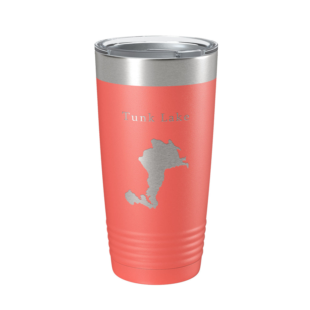 Tunk Lake Map Tumbler Travel Mug Insulated Laser Engraved Coffee Cup Maine 20 oz