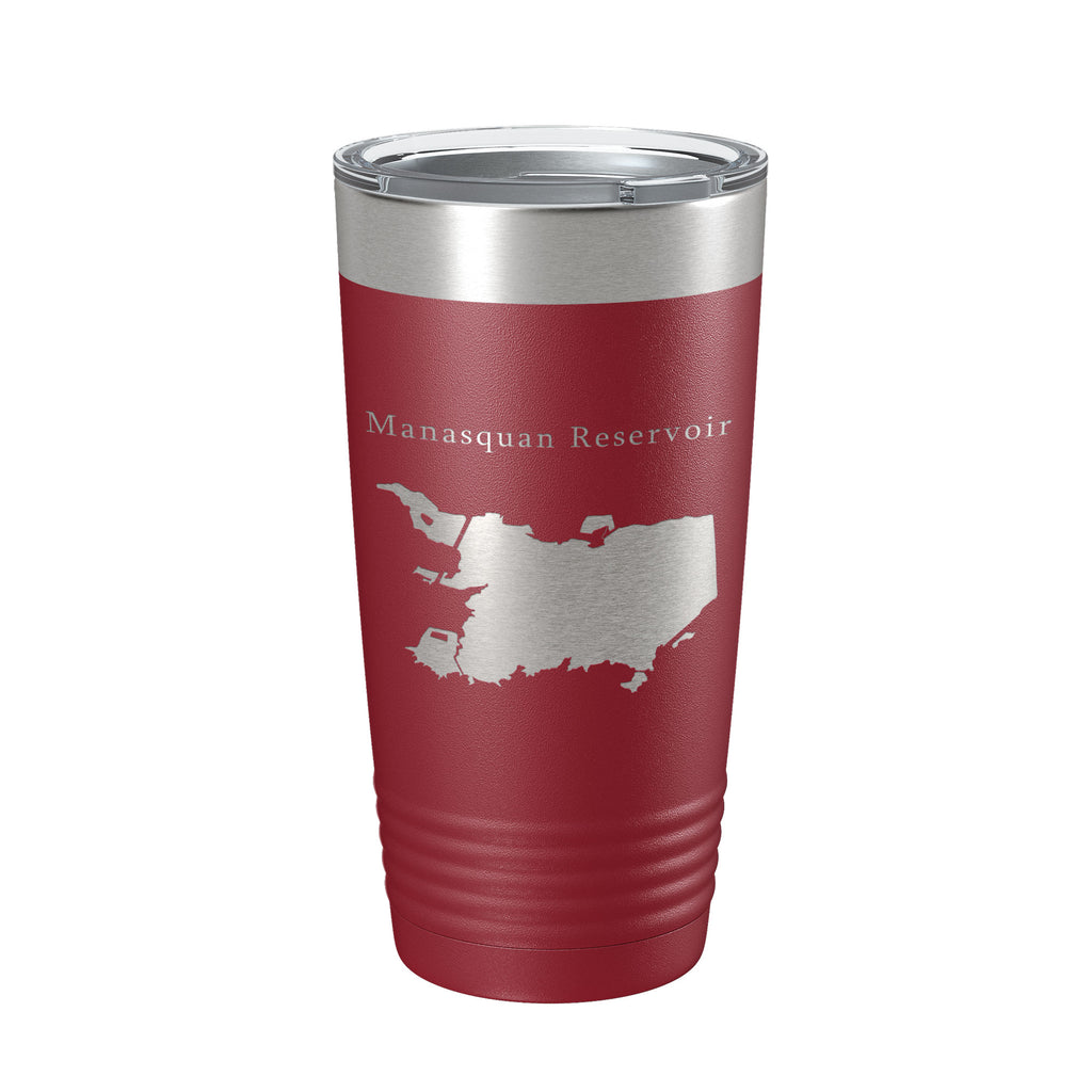 Manasquan Reservoir Tumbler Lake Map Travel Mug Insulated Laser Engraved Coffee Cup New Jersey 20 oz