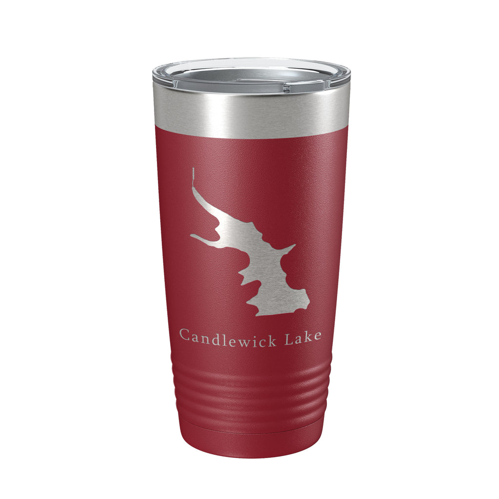 Candlewick Lake Map Tumbler Travel Mug Insulated Laser Engraved Coffee Cup Illinois 20 oz