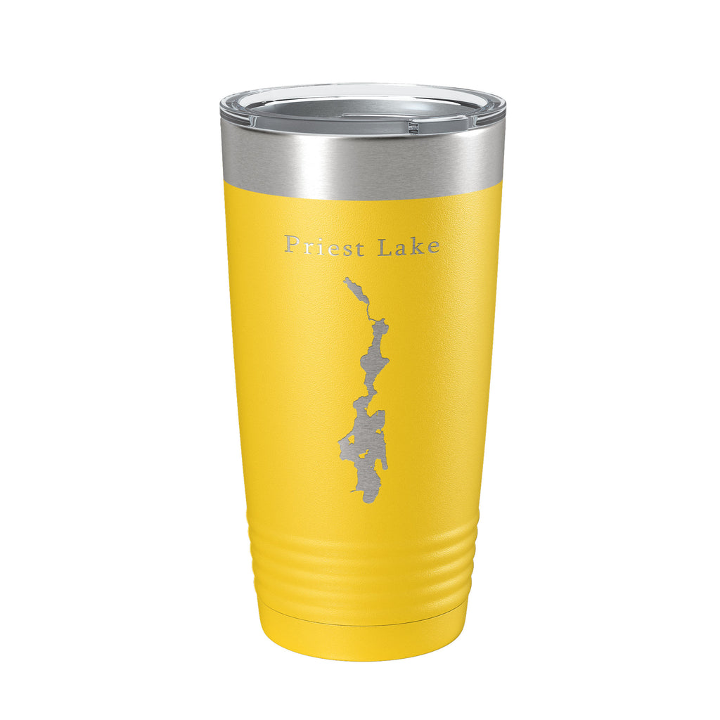 Priest Lake Map Tumbler Travel Mug Insulated Laser Engraved Coffee Cup Idaho 20 oz