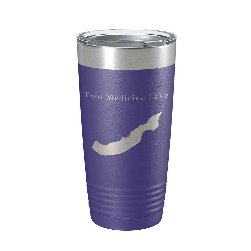 Two Medicine Lake Map Tumbler Travel Mug Insulated Laser Engraved Coffee Cup Montana 20 oz