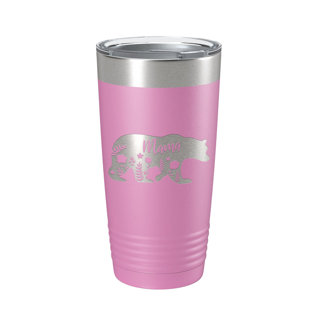 Mama Bear Tumbler Travel Mug Insulated Laser Engraved Coffee Cup Momma Mama Gift Mother's Day Floral 20 oz