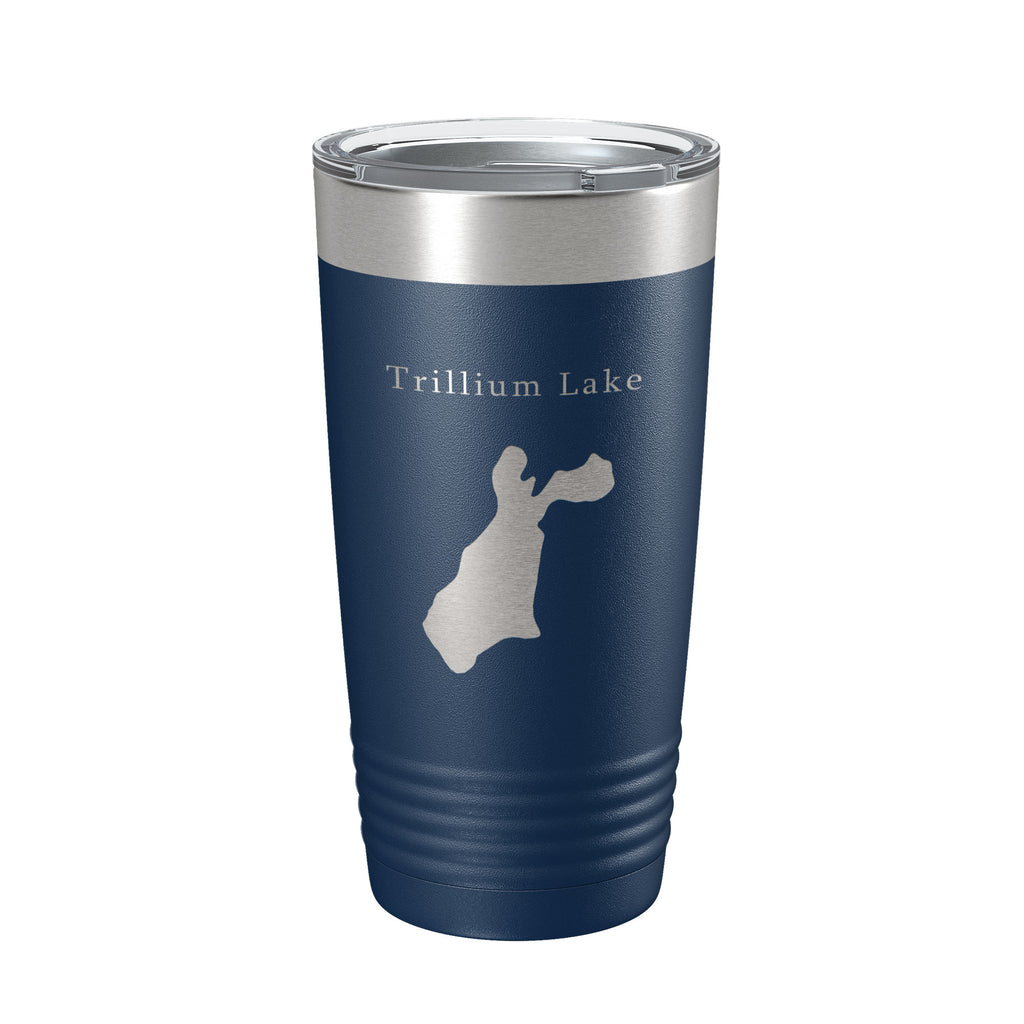 Trillium Lake Map Tumbler Travel Mug Insulated Laser Engraved Coffee Cup Oregon 20 oz