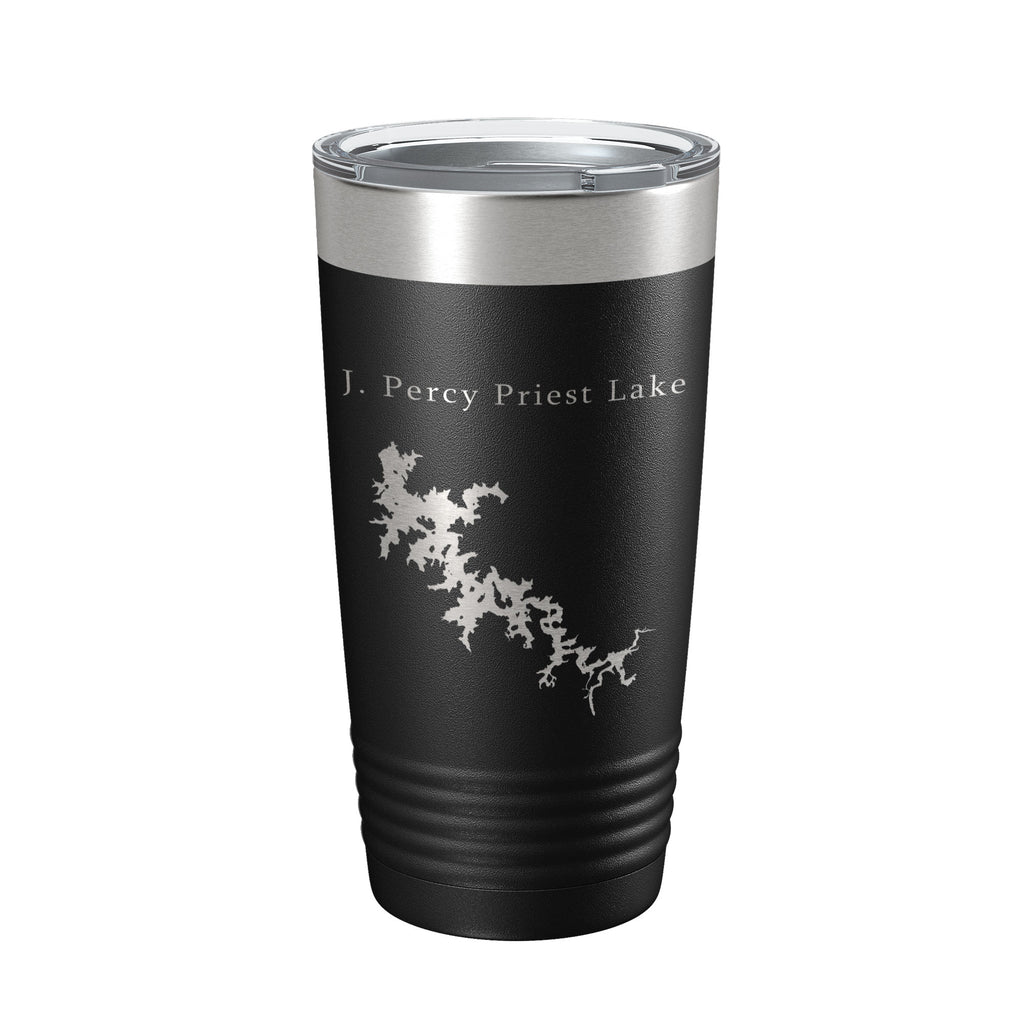 J. Percy Priest Lake Map Tumbler Travel Mug Insulated Laser Engraved Coffee Cup Tennessee 20 oz