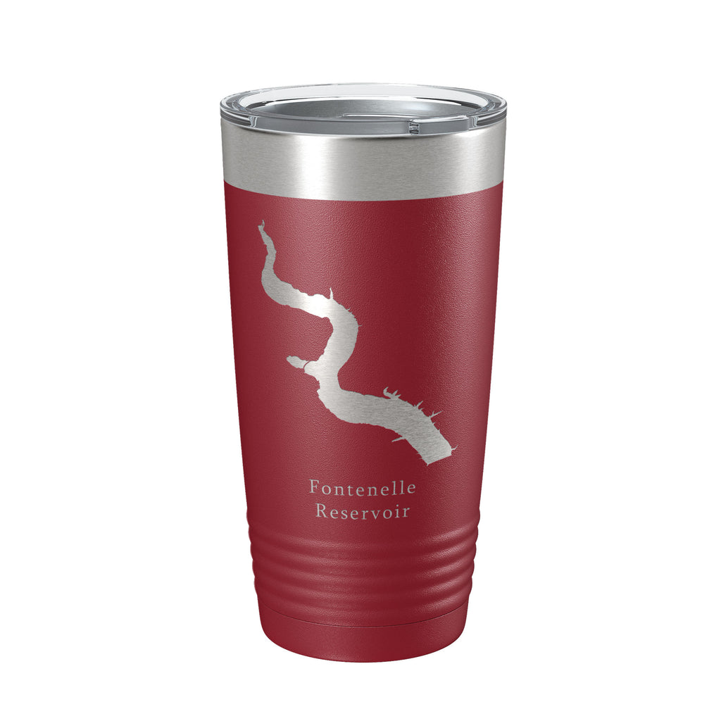 Fontenelle Reservoir Tumbler Lake Map Travel Mug Insulated Laser Engraved Coffee Cup Wyoming 20 oz