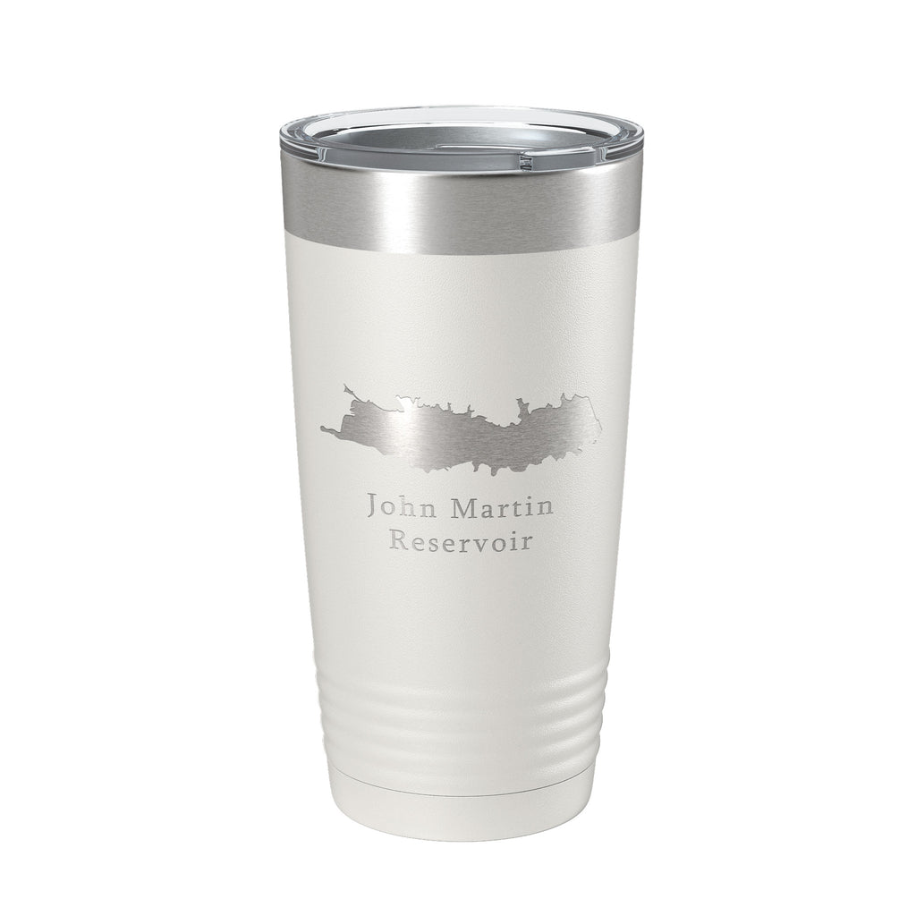 John Martin Reservoir Tumbler Lake Map Travel Mug Insulated Laser Engraved Coffee Cup Colorado 20 oz