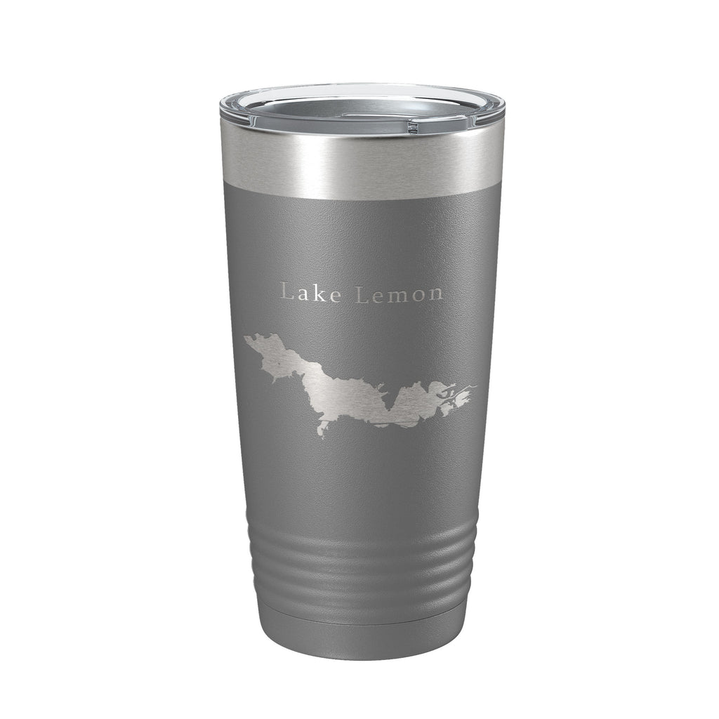 Lake Lemon Map Tumbler Travel Mug Insulated Laser Engraved Coffee Cup Indiana 20 oz