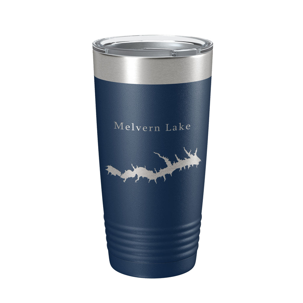 Melvern Lake Map Tumbler Travel Mug Insulated Laser Engraved Coffee Cup Kansas 20 oz