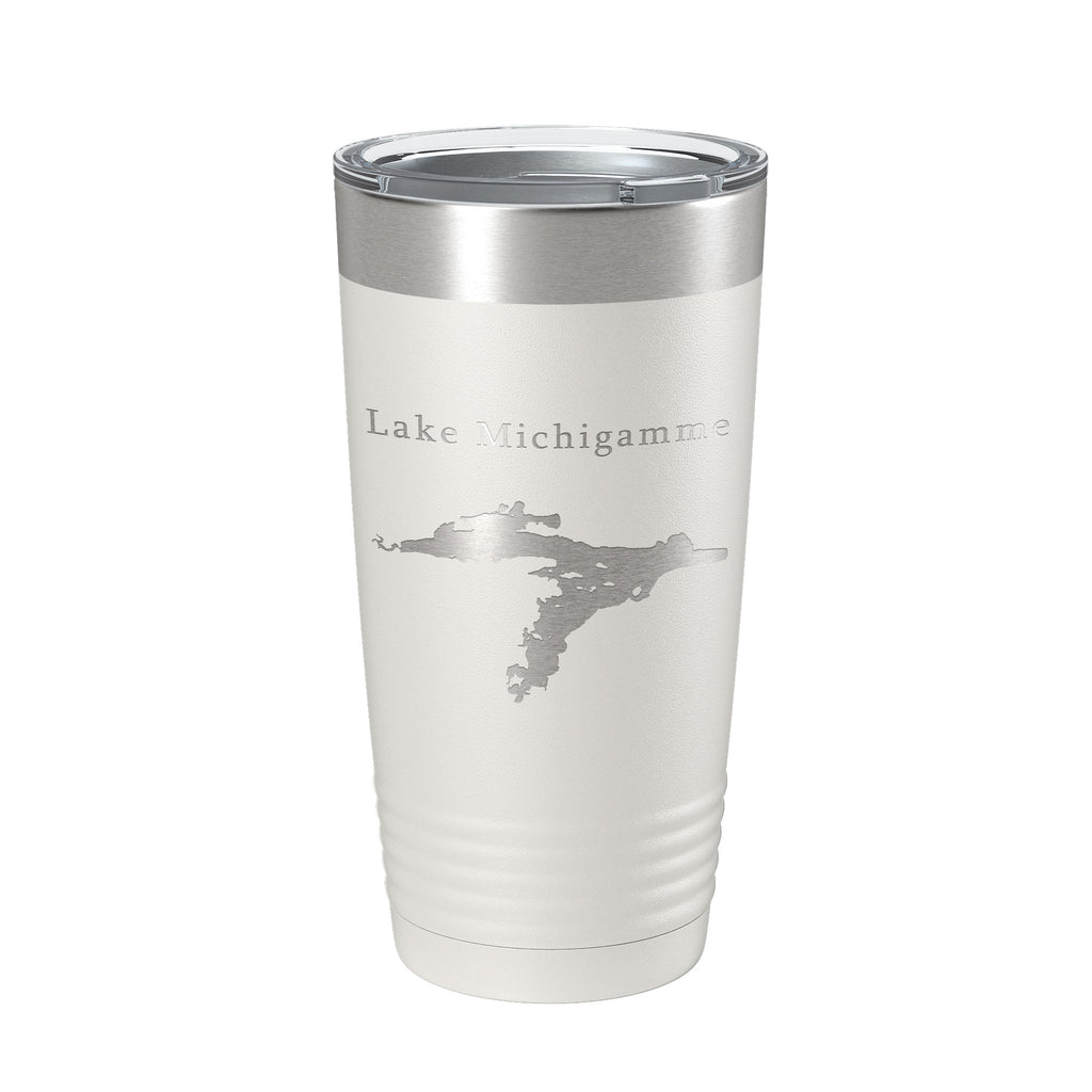 Lake Michigamme Map Tumbler Travel Mug Insulated Laser Engraved Coffee Cup Michigan 20 oz