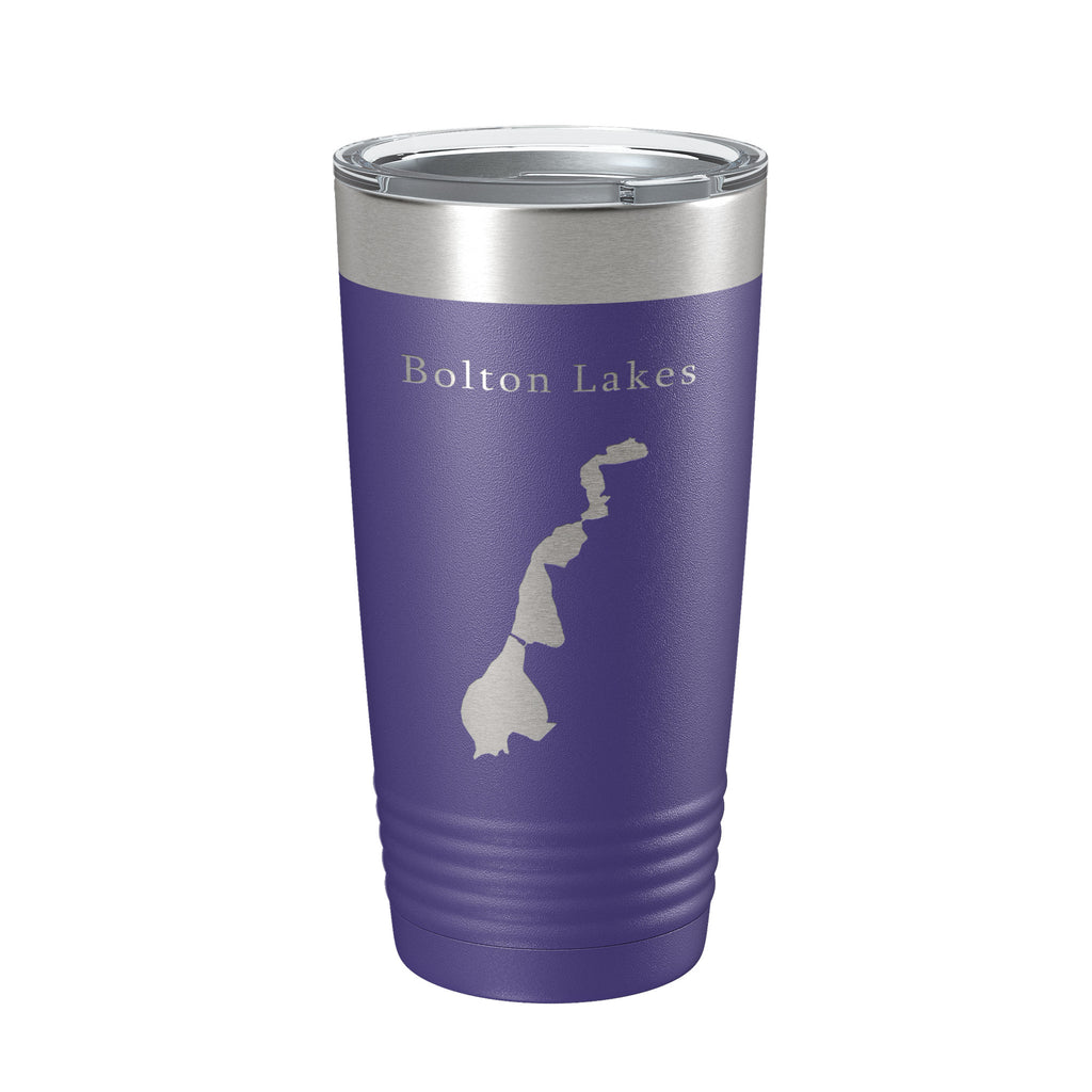 Bolton Lakes Upper Middle Lower Map Tumbler Travel Mug Insulated Laser Engraved Coffee Cup Connecticut 20 oz