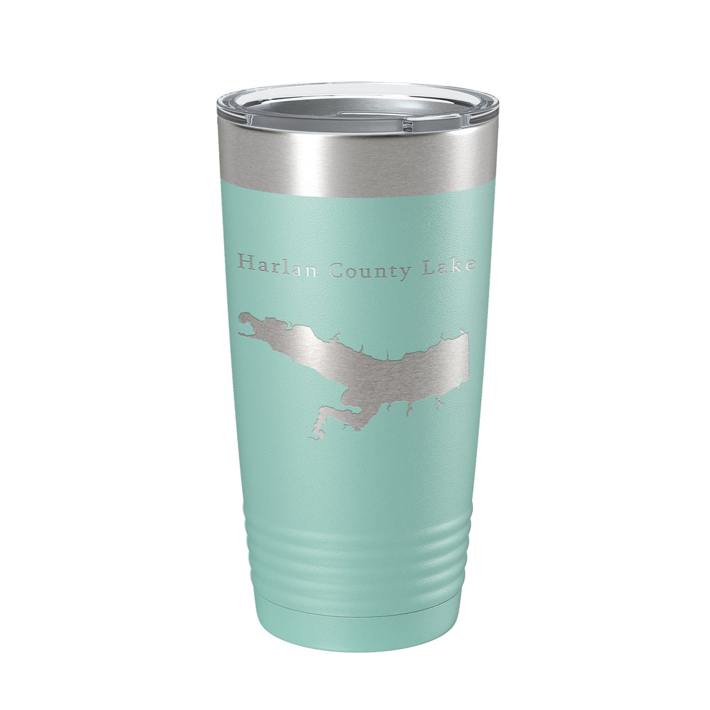 Harlan County Lake Map Tumbler Travel Mug Insulated Laser Engraved Coffee Cup Nebraska 20 oz