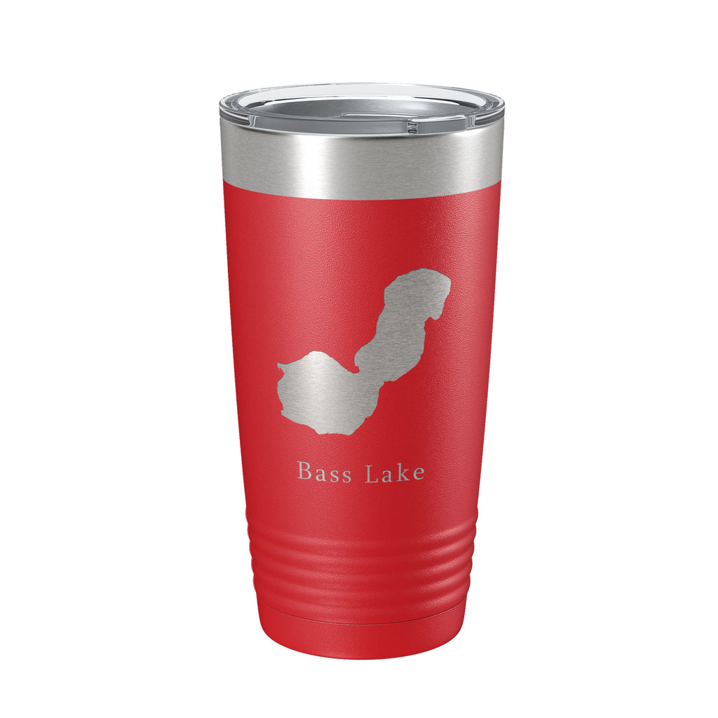 Bass Lake Map Tumbler Travel Mug Insulated Laser Engraved Coffee Cup Indiana 20 oz