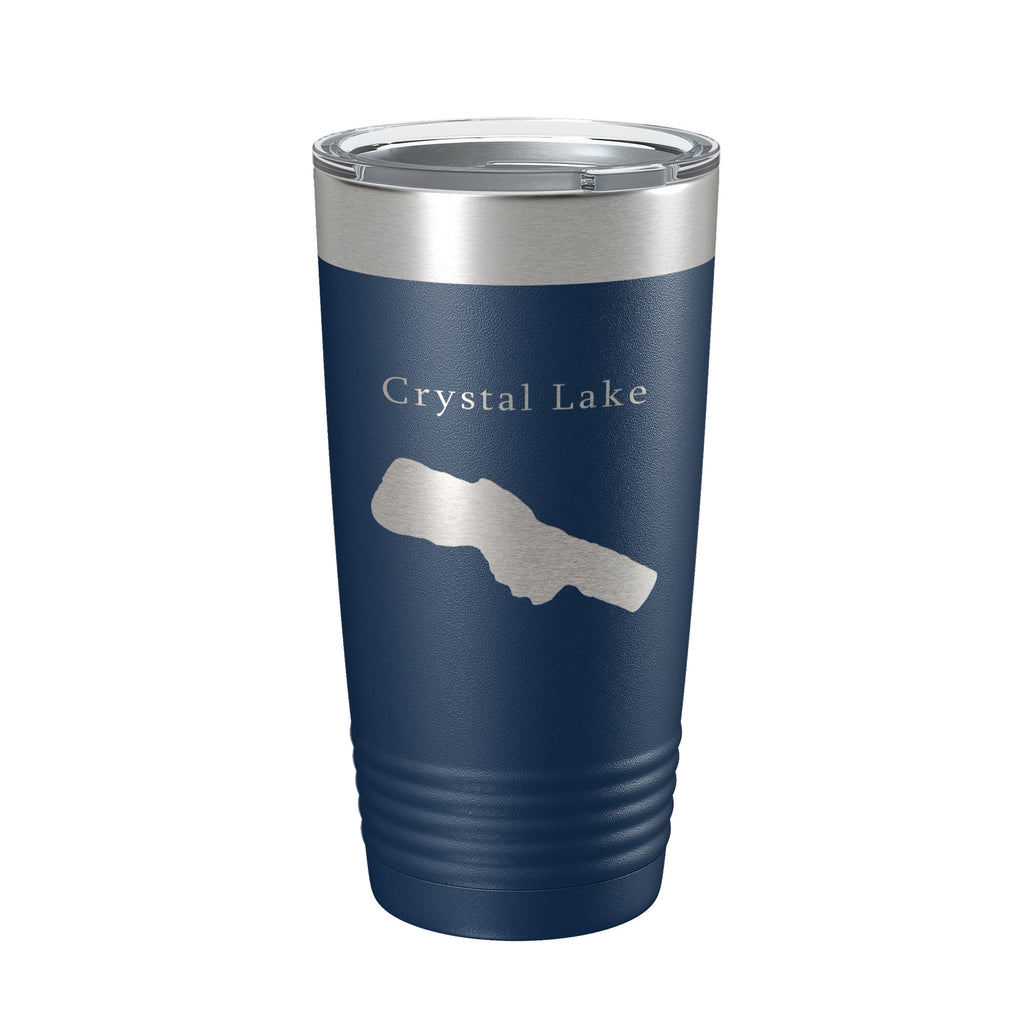 Crystal Lake Map Tumbler Travel Mug Insulated Laser Engraved Coffee Cup Michigan 20 oz