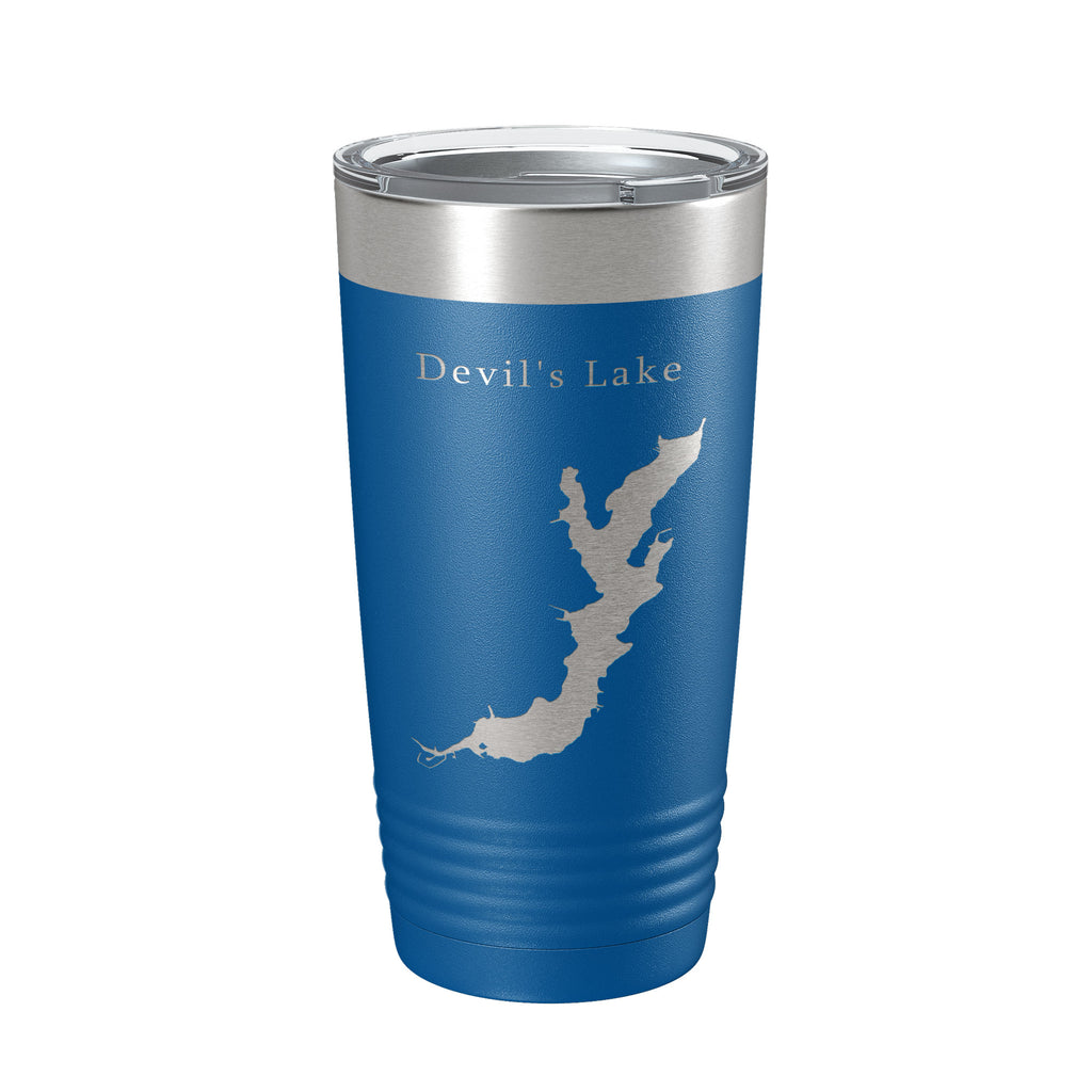 Devil's Lake Map Tumbler Travel Mug Insulated Laser Engraved Coffee Cup Oregon 20 oz