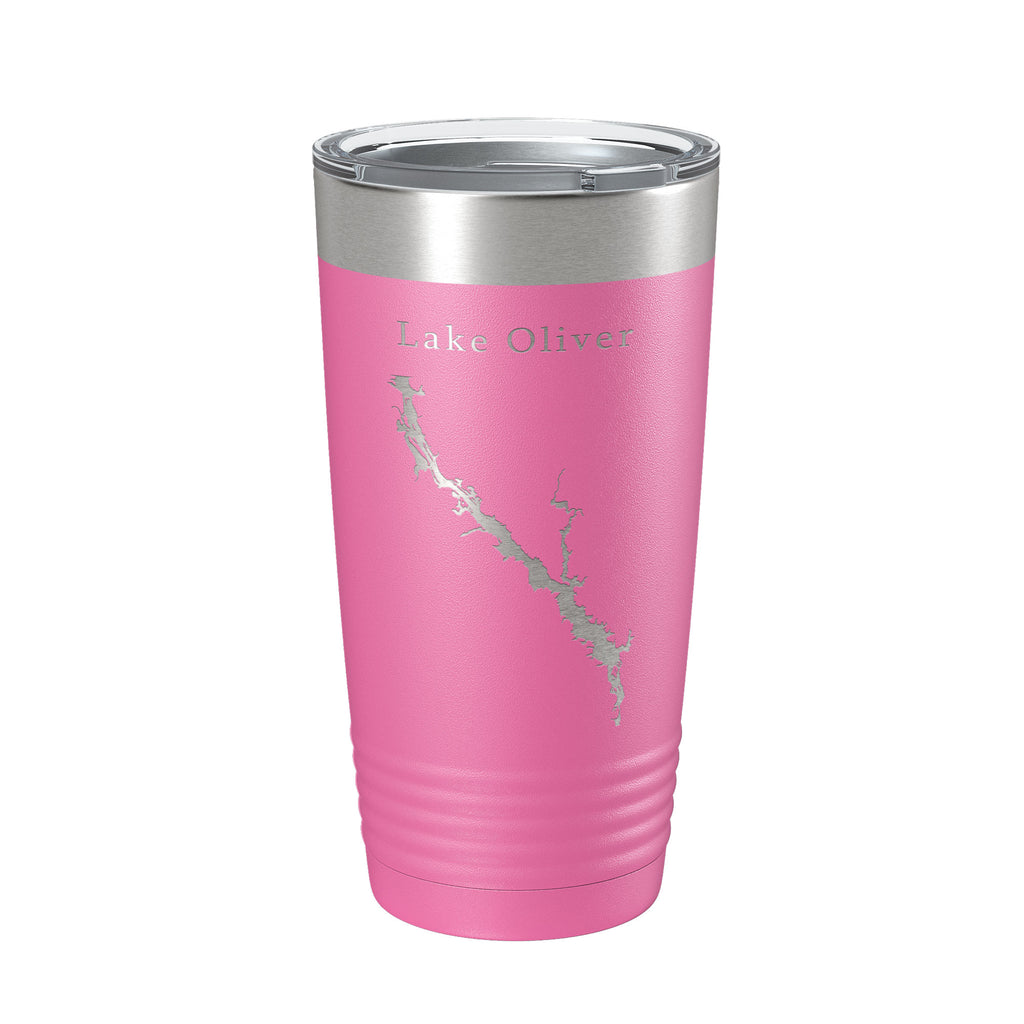 Lake Oliver Map Tumbler Travel Mug Insulated Laser Engraved Coffee Cup Alabama Georgia 20 oz