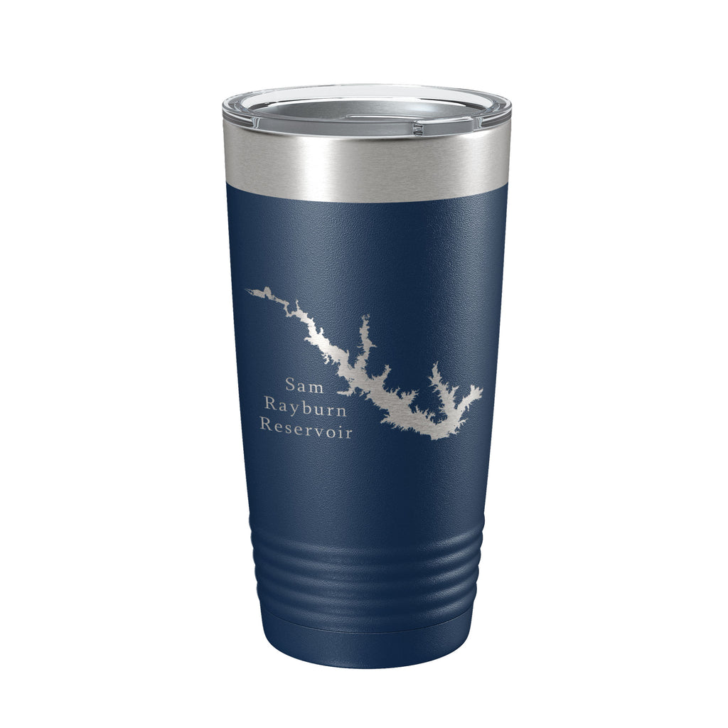 Sam Rayburn Reservoir Tumbler Lake Map Travel Mug Insulated Laser Engraved Coffee Cup Texas 20 oz