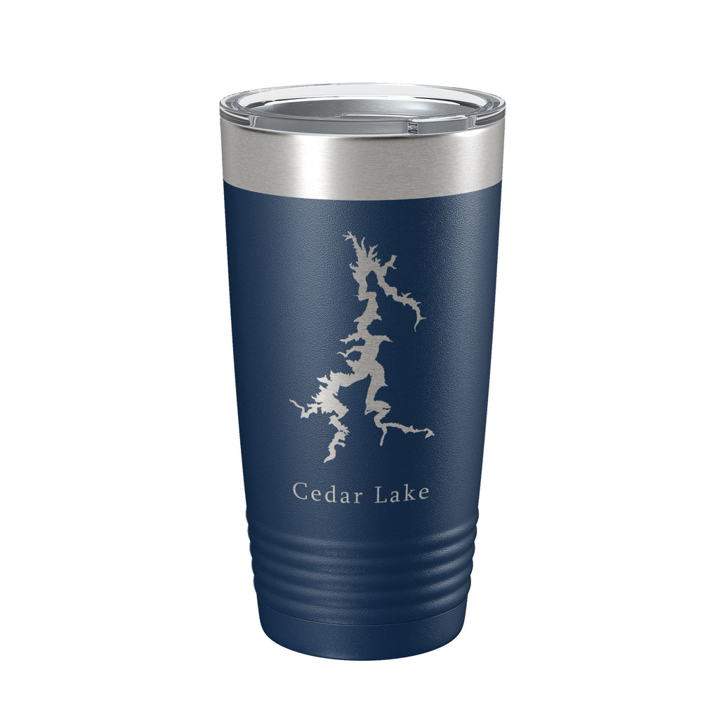 Cedar Lake Map Tumbler Travel Mug Insulated Laser Engraved Coffee Cup Illinois 20 oz