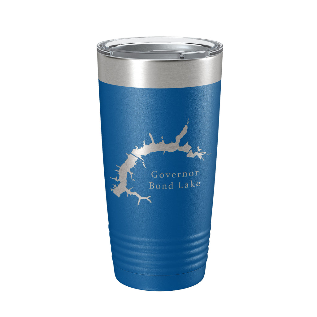 Governor Bond Lake Map Tumbler Travel Mug Insulated Laser Engraved Coffee Cup Illinois 20 oz