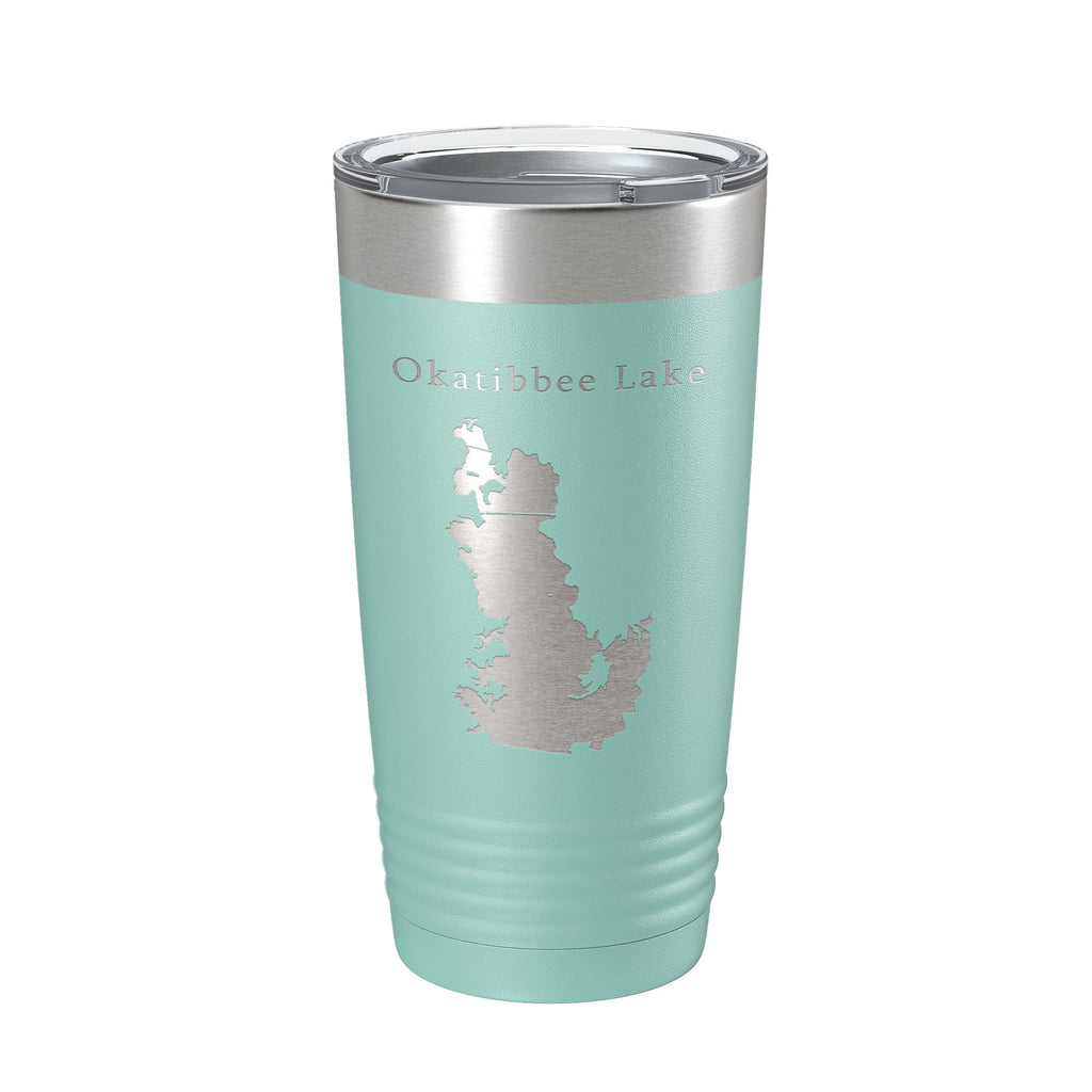 Okatibbee Lake Map Tumbler Travel Mug Insulated Laser Engraved Coffee Cup Mississippi 20 oz