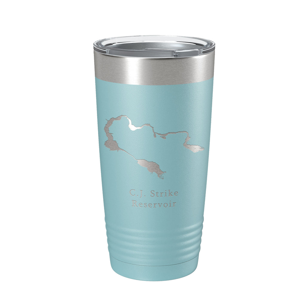 C. J. Strike Reservoir Tumbler Lake Map Travel Mug Insulated Laser Engraved Coffee Cup Snake River Boise Idaho 20 oz