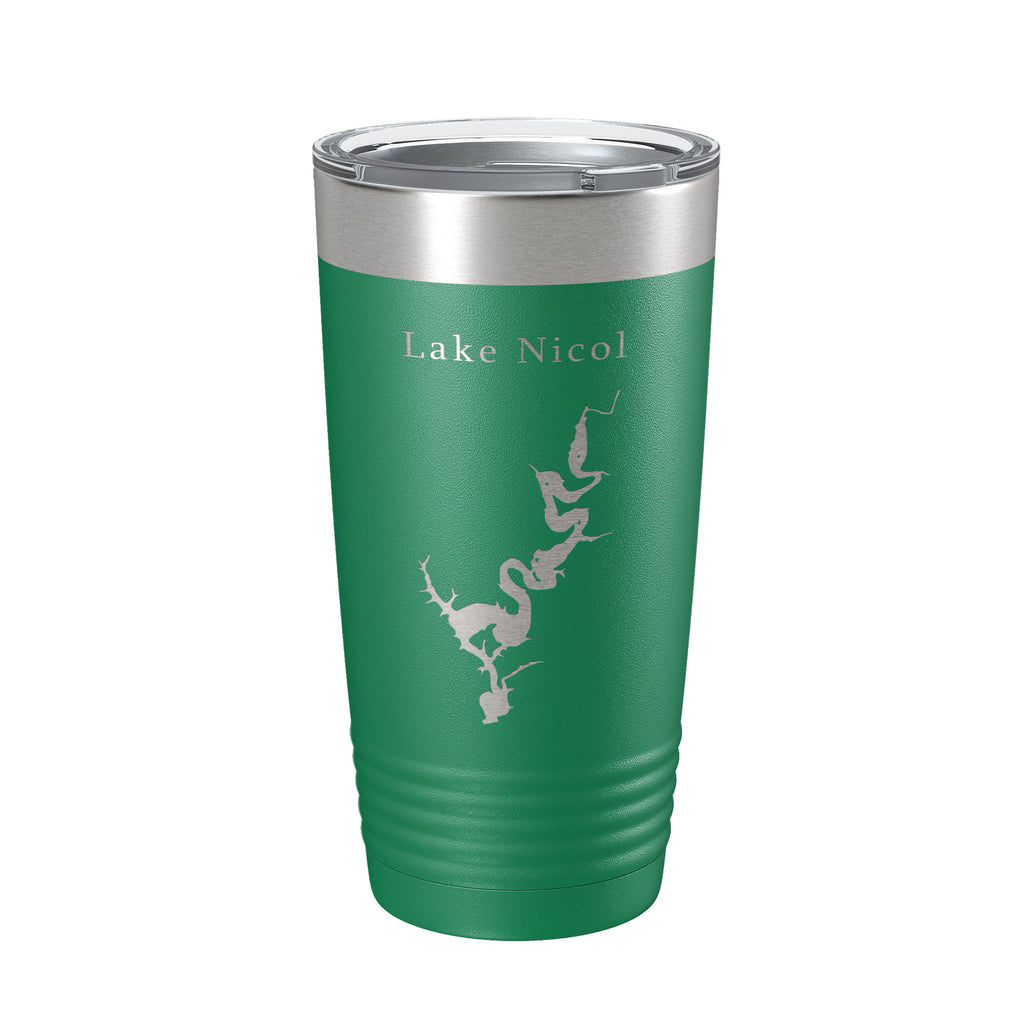 Lake Nicol Map Tumbler Travel Mug Insulated Laser Engraved Coffee Cup Alabama 20 oz