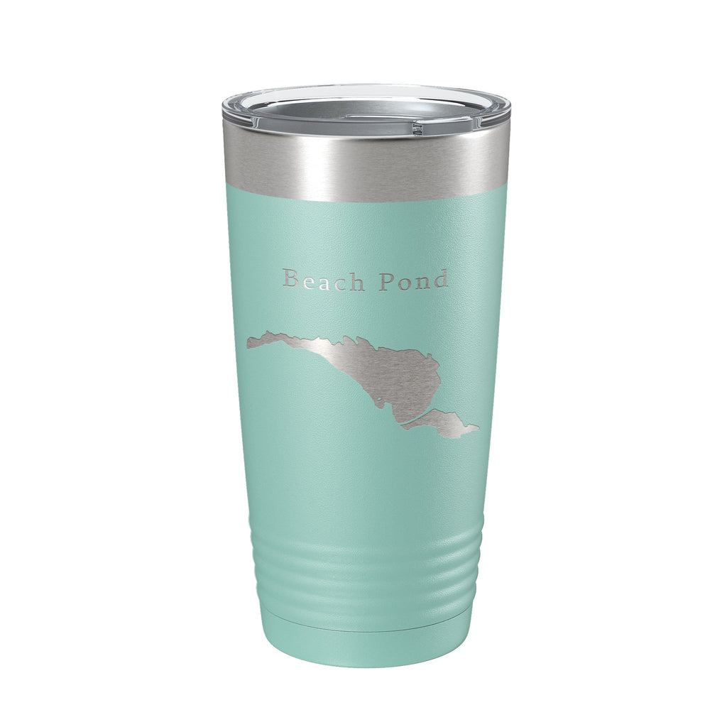 Beach Pond Tumbler Lake Map Travel Mug Insulated Laser Engraved Coffee Cup Connecticut Rhode Island 20 oz