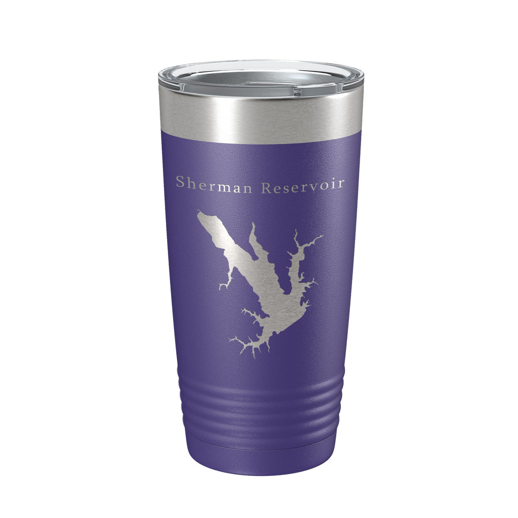 Sherman Reservoir Tumbler Lake Map Travel Mug Insulated Laser Engraved Coffee Cup Nebraska 20 oz