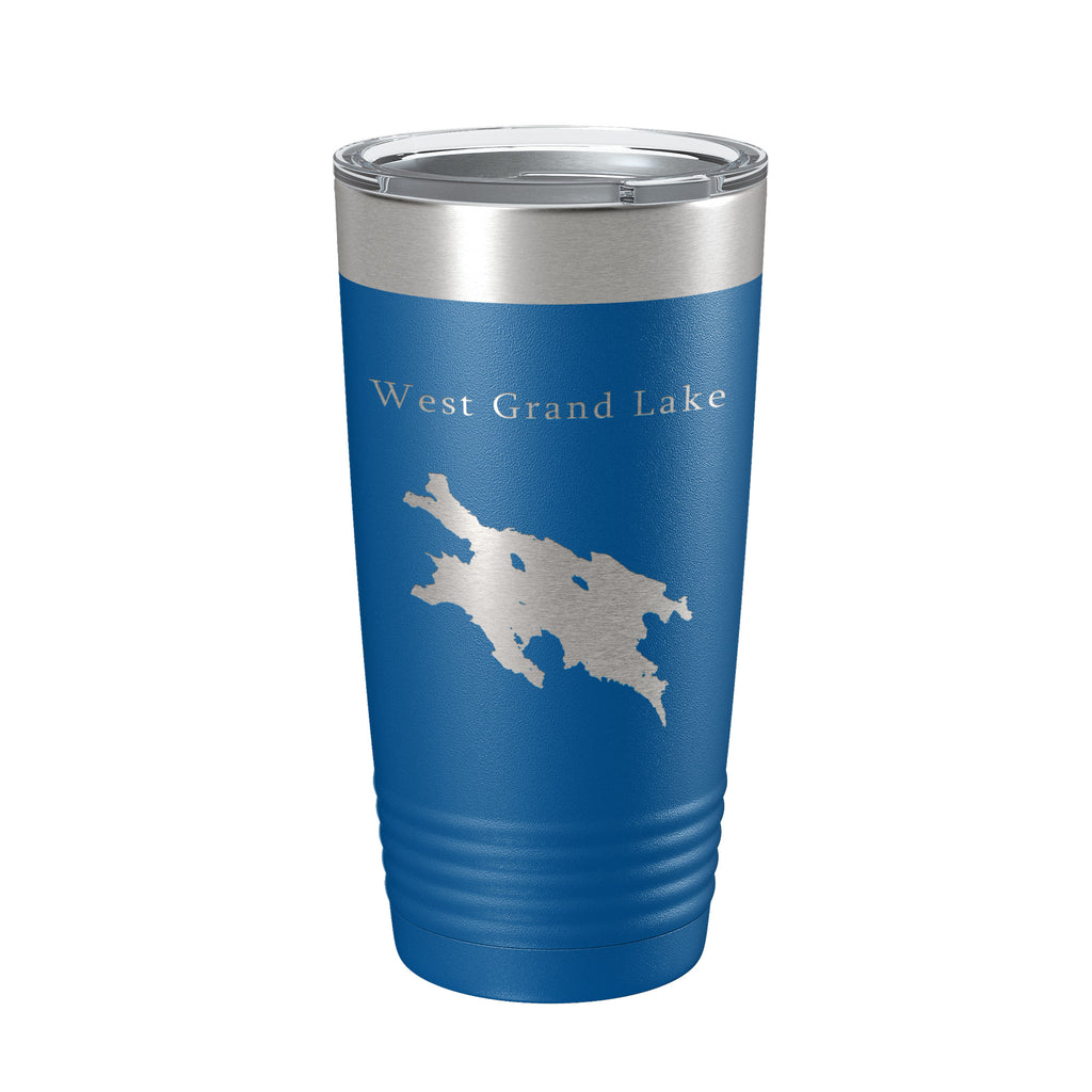 West Grand Lake Map Tumbler Travel Mug Insulated Laser Engraved Coffee Cup Maine 20 oz