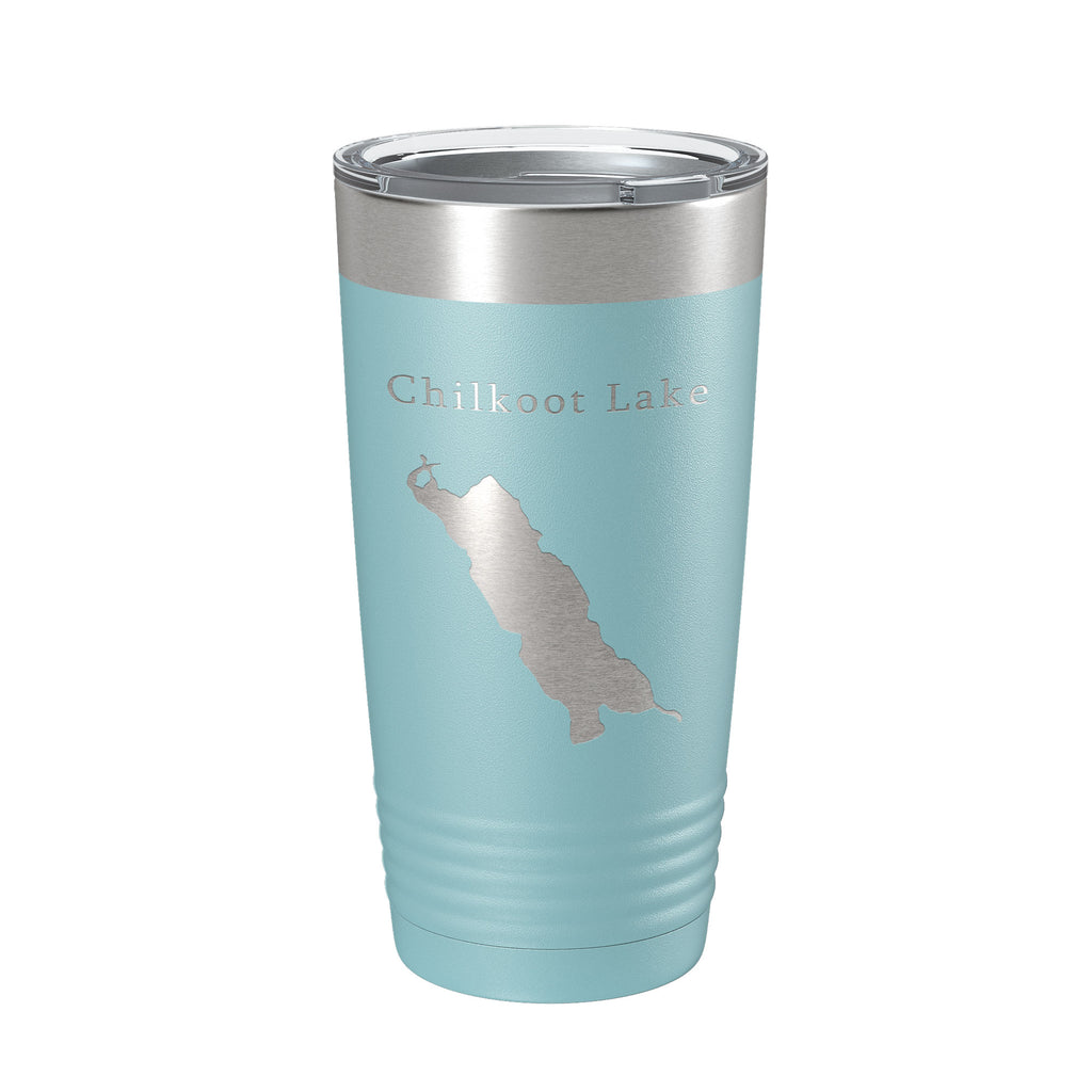 Chilkoot Lake Map Tumbler Travel Mug Insulated Laser Engraved Coffee Cup Alaska 20 oz