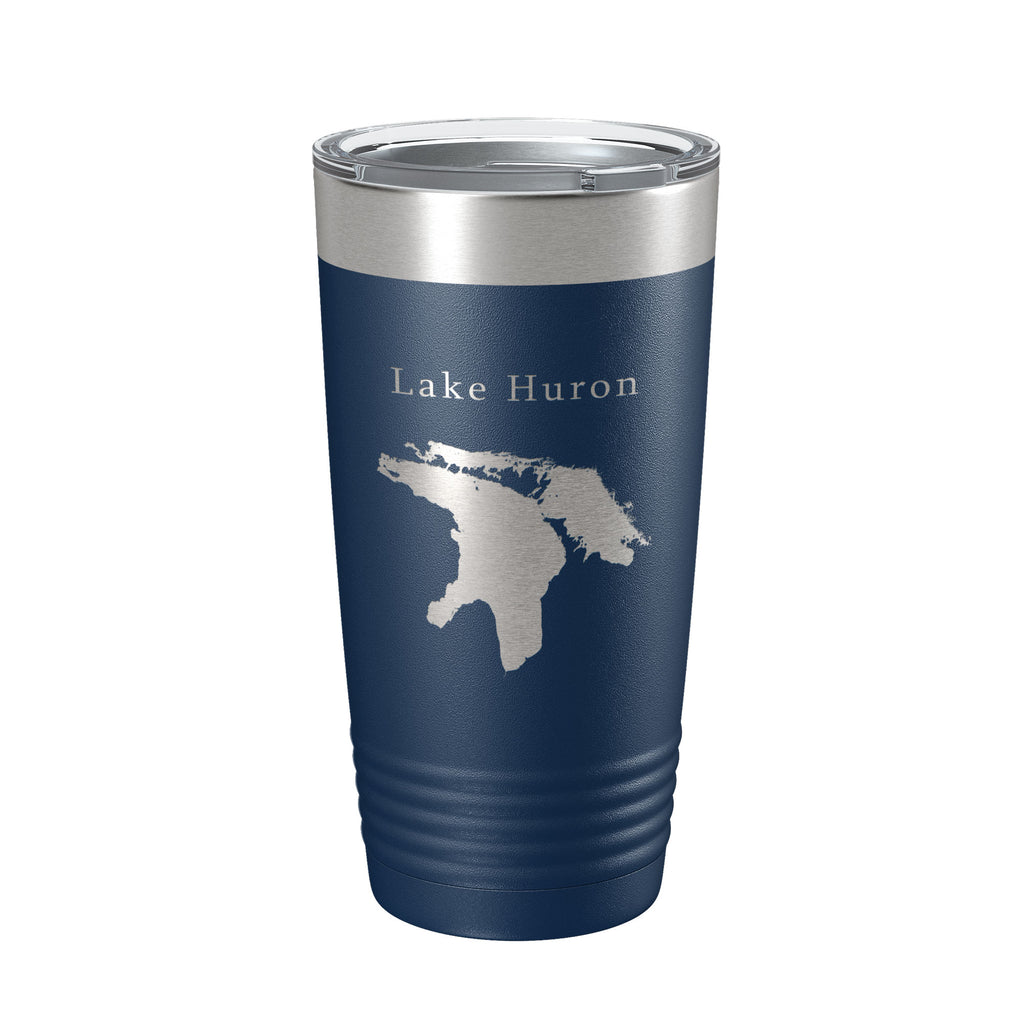 Lake Huron Map Tumbler Travel Mug Insulated Laser Engraved Coffee Cup Michigan Ontario 20 oz