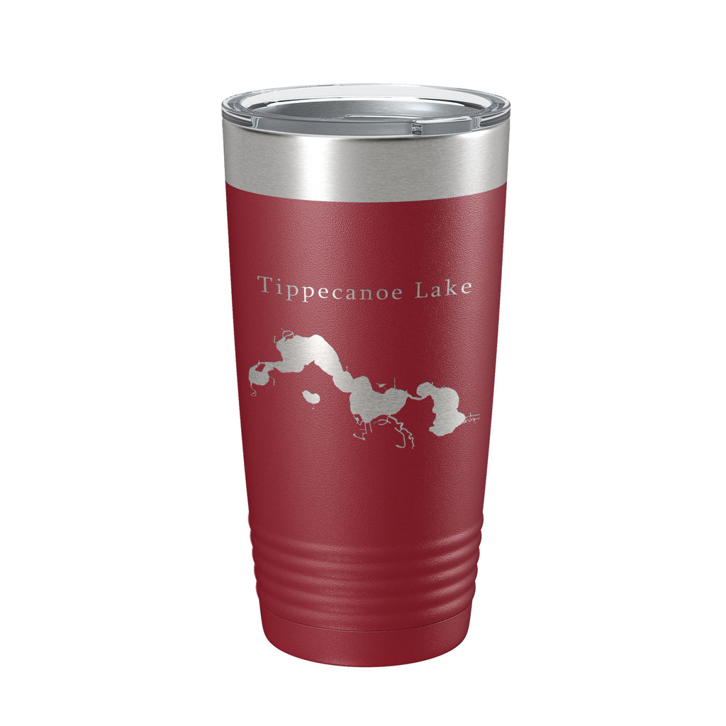 Tippecanoe Lake Map Tumbler Travel Mug Insulated Laser Engraved Coffee Cup Indiana 20 oz