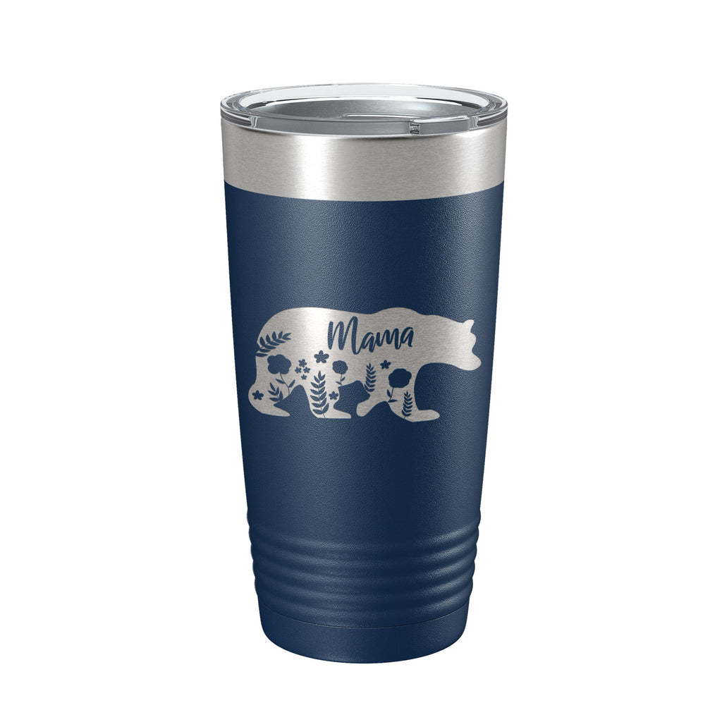 Mama Bear Tumbler Travel Mug Insulated Laser Engraved Coffee Cup Momma Mama Gift Mother's Day Floral 20 oz