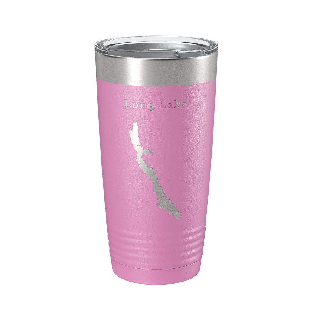 Long Lake Map Tumbler Travel Mug Insulated Laser Engraved Coffee Cup Maine 20 oz